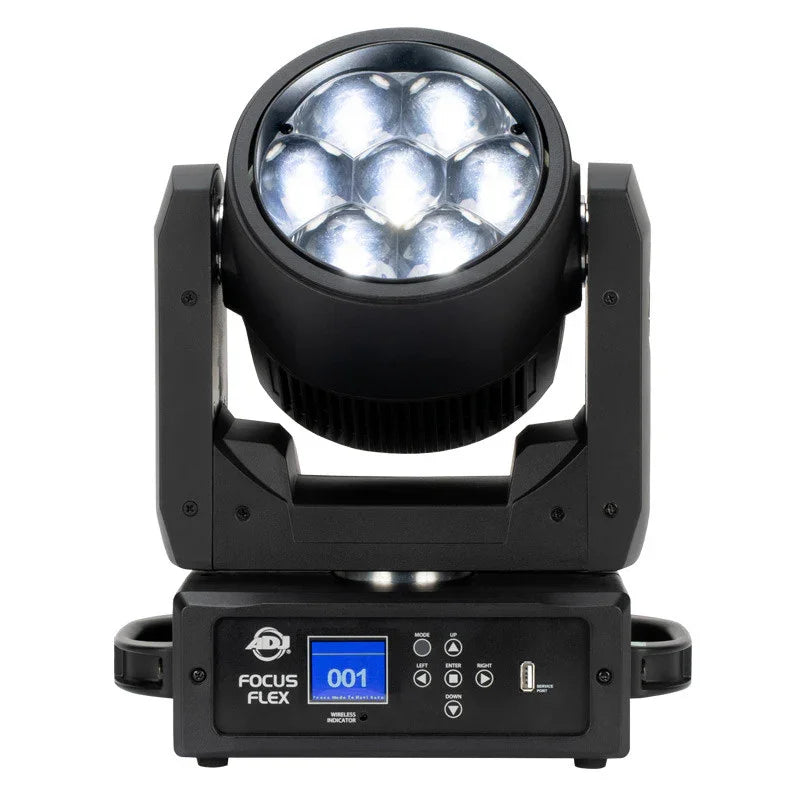 2 x ADJ Focus Flex 7 x 40w RGBW LED Moving Head With DMX Cable