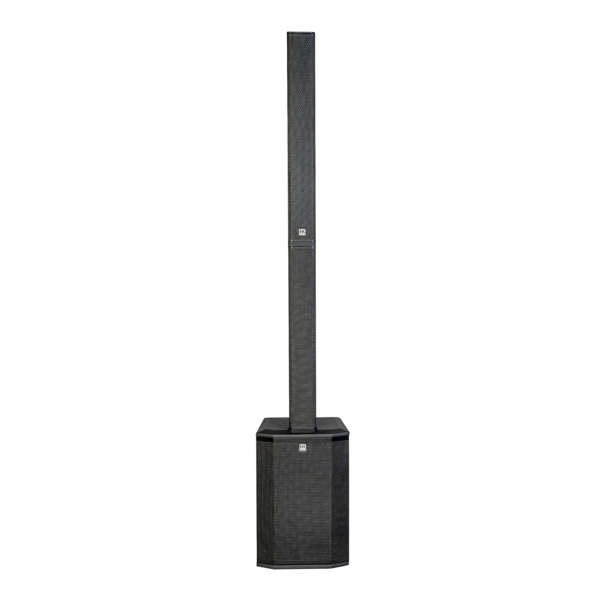“Front view of HK Audio POLAR 10 MK2 Black Column System showing sleek design and speakers”