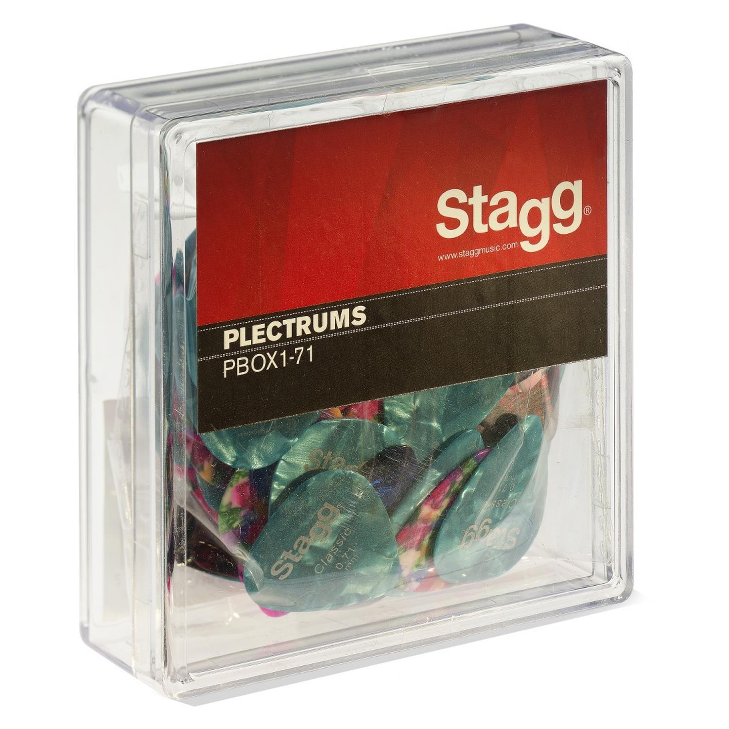 100 x Stagg Plastic Plectrums Picks 0.71mm Multicoloured - DY Pro Audio