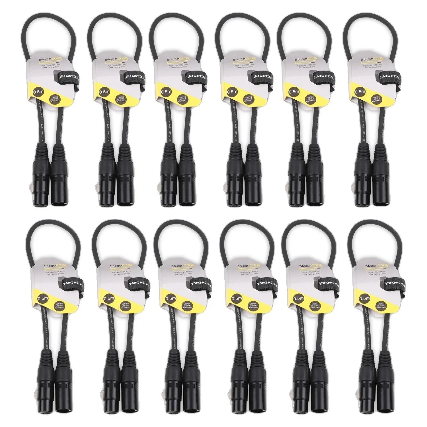 12 x StageCore 0.5M DMX Lead Cable - DY Pro Audio