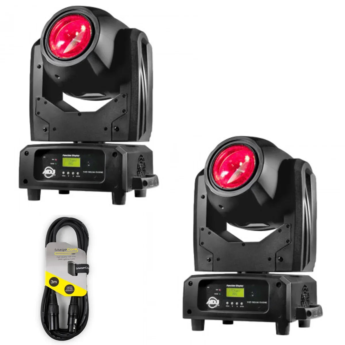 2 x ADJ Vizi Beam RXONE Moving Head With DMX Cable