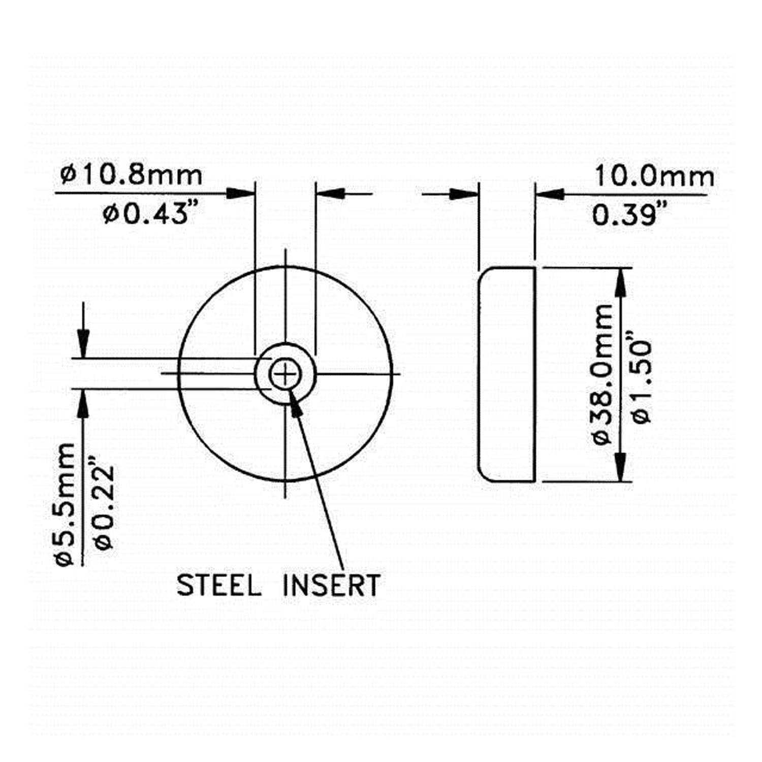 4 x Penn Elcom F1687 38mm Medium Rubber Foot with Steel Washers with Fixings
