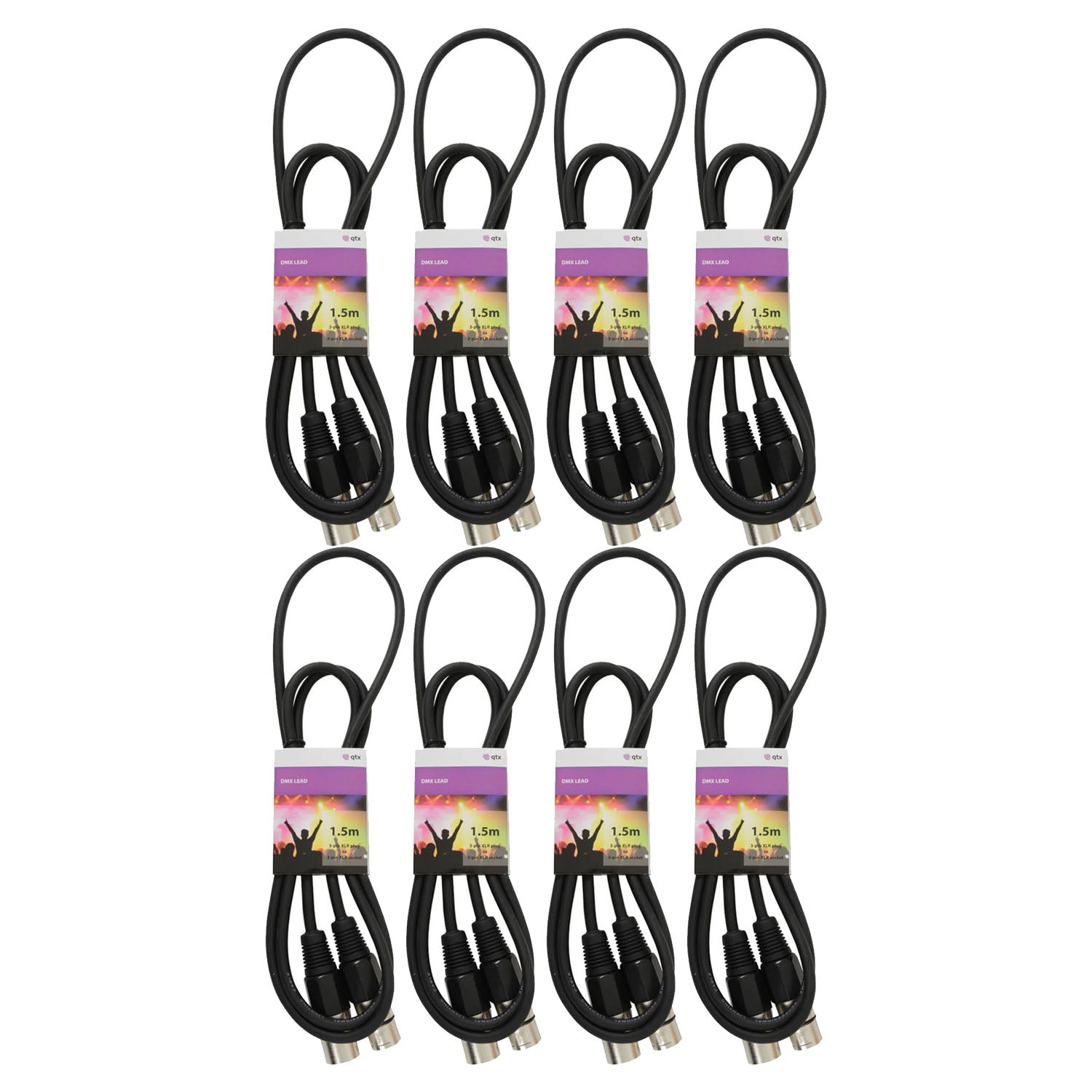 8 x QTX 1.5M DMX Lighting Cables