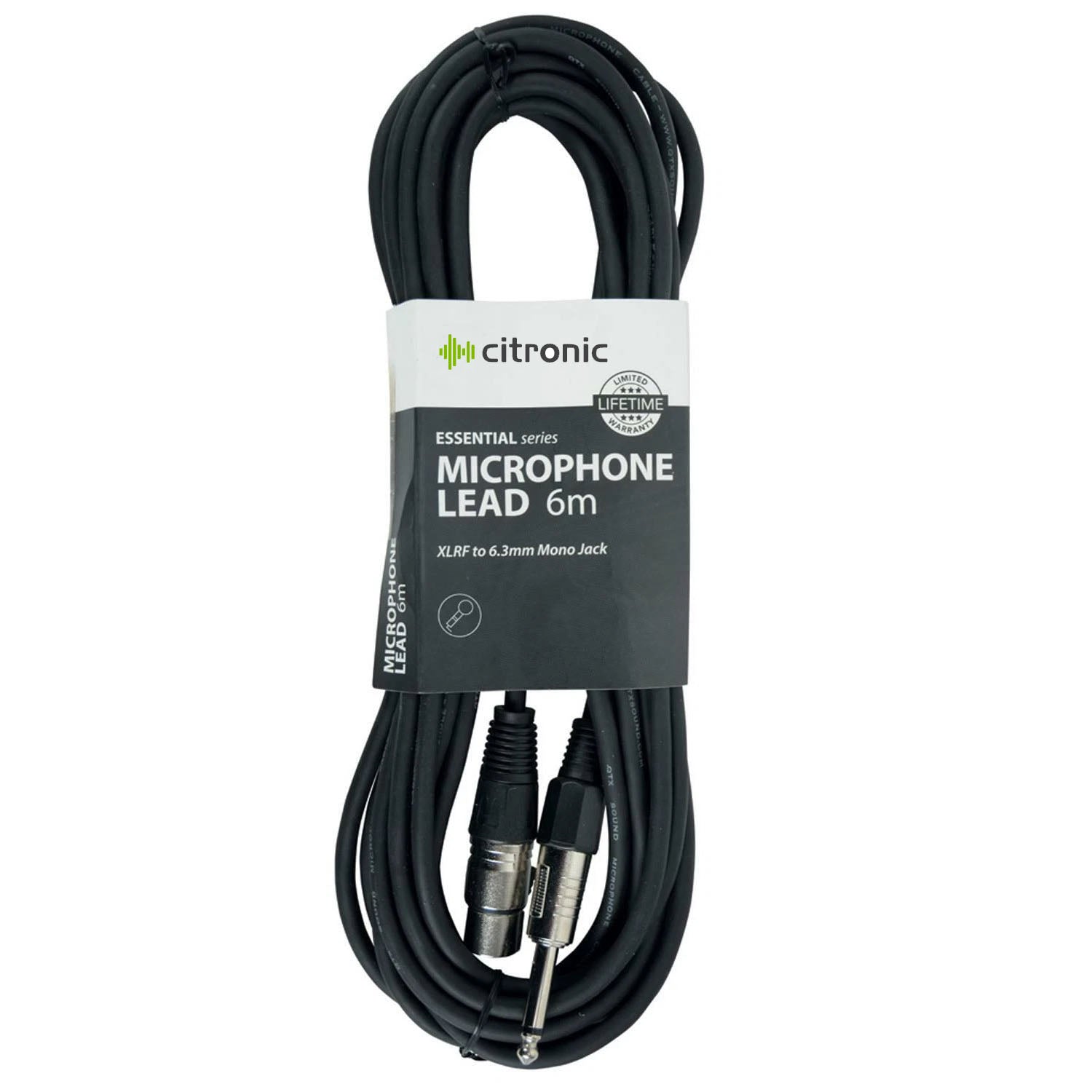 Citronic 6m Female XLR to Mono Jack Cable