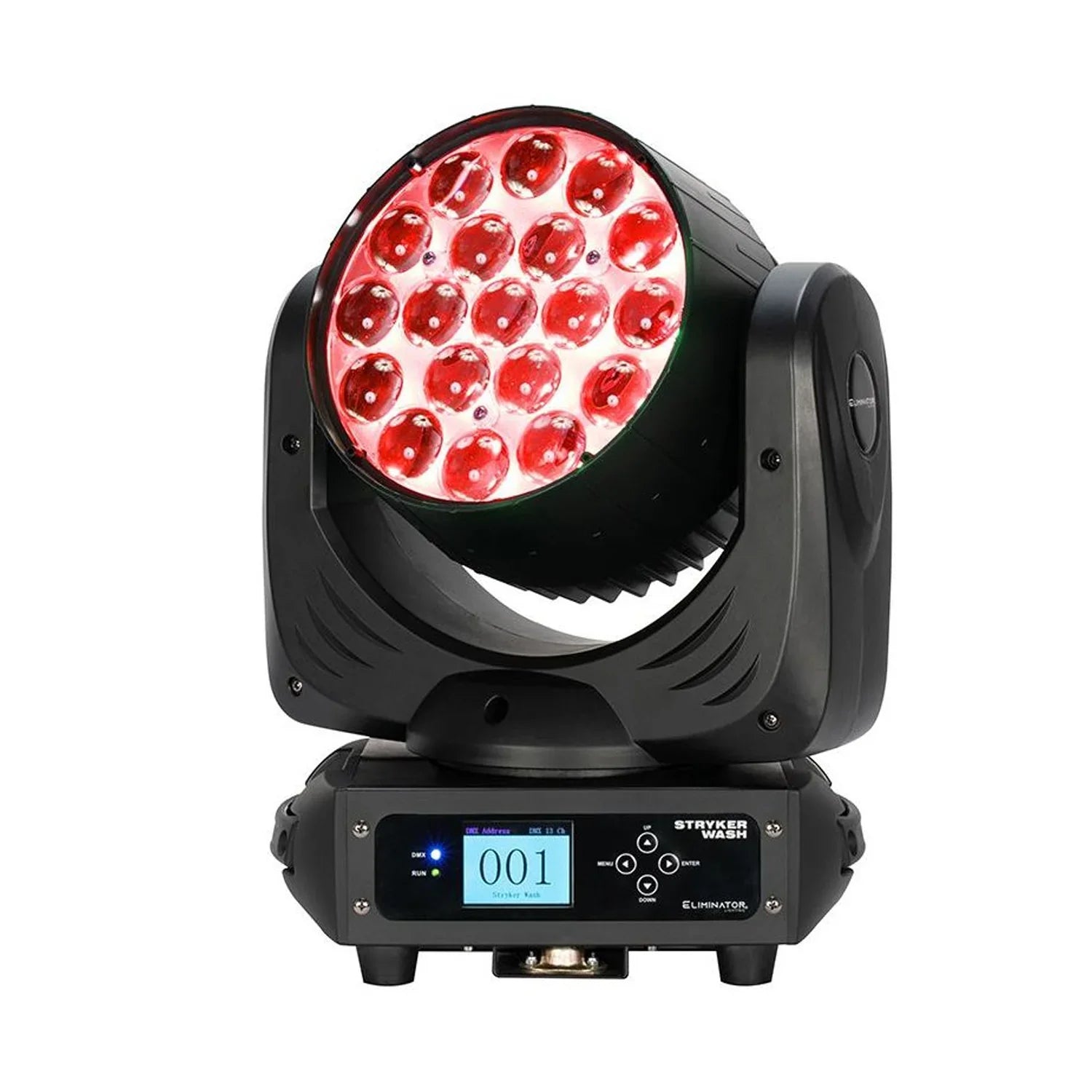 2 x Eliminator Stryker Wash 19 x 12w RGBW LED Moving Head with DMX Cable