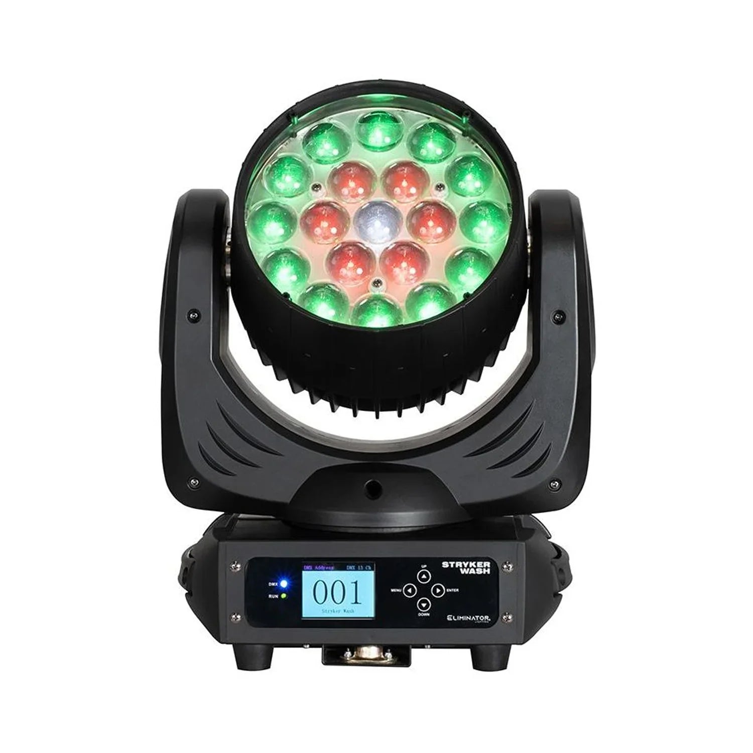 2 x Eliminator Stryker Wash 19 x 12w RGBW LED Moving Head with DMX Cable