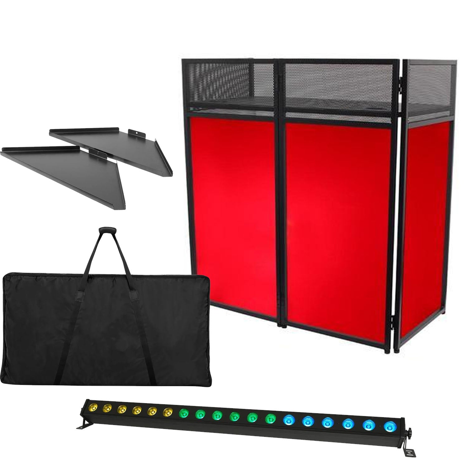Ultimax DJCombiBooth DJ Combi Booth with Corner Shelfs & Light Bar Batten