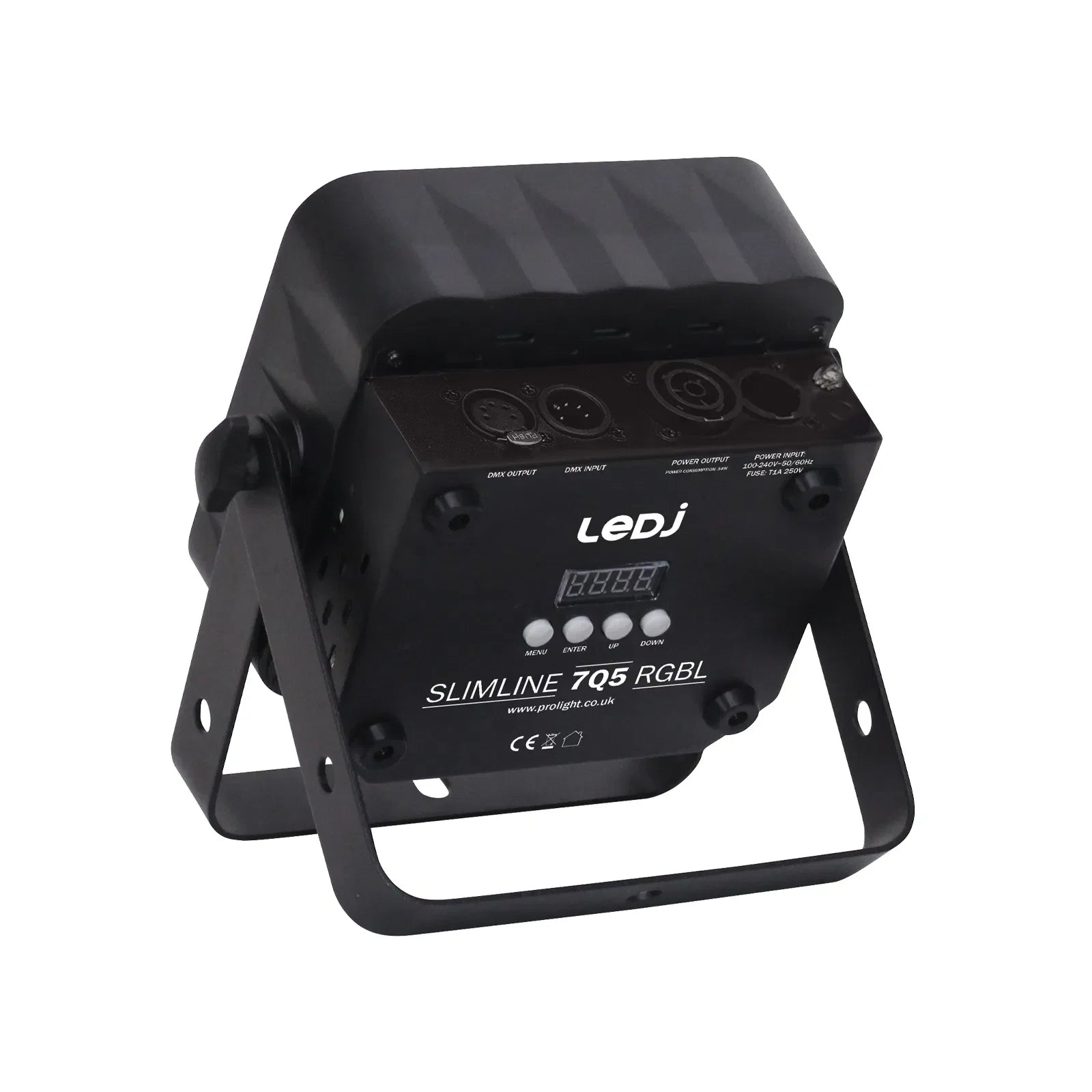 LEDJ Slimline 7Q5 RGBL Black 7 x 5w LED Par Can