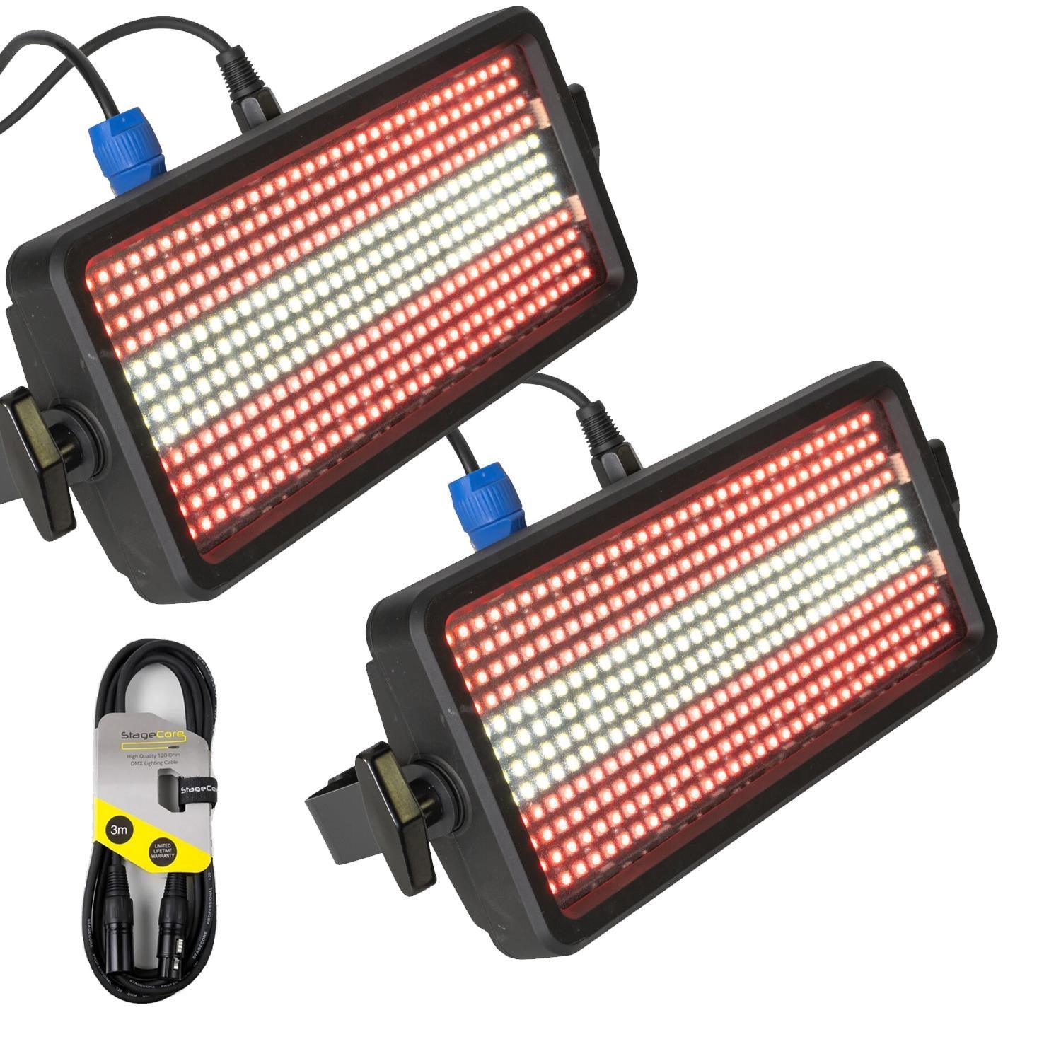 2 x AFX FLASH-COLOR-STROBE384 LED RGBW LED Strobe With DMX Cable - DY Pro Audio