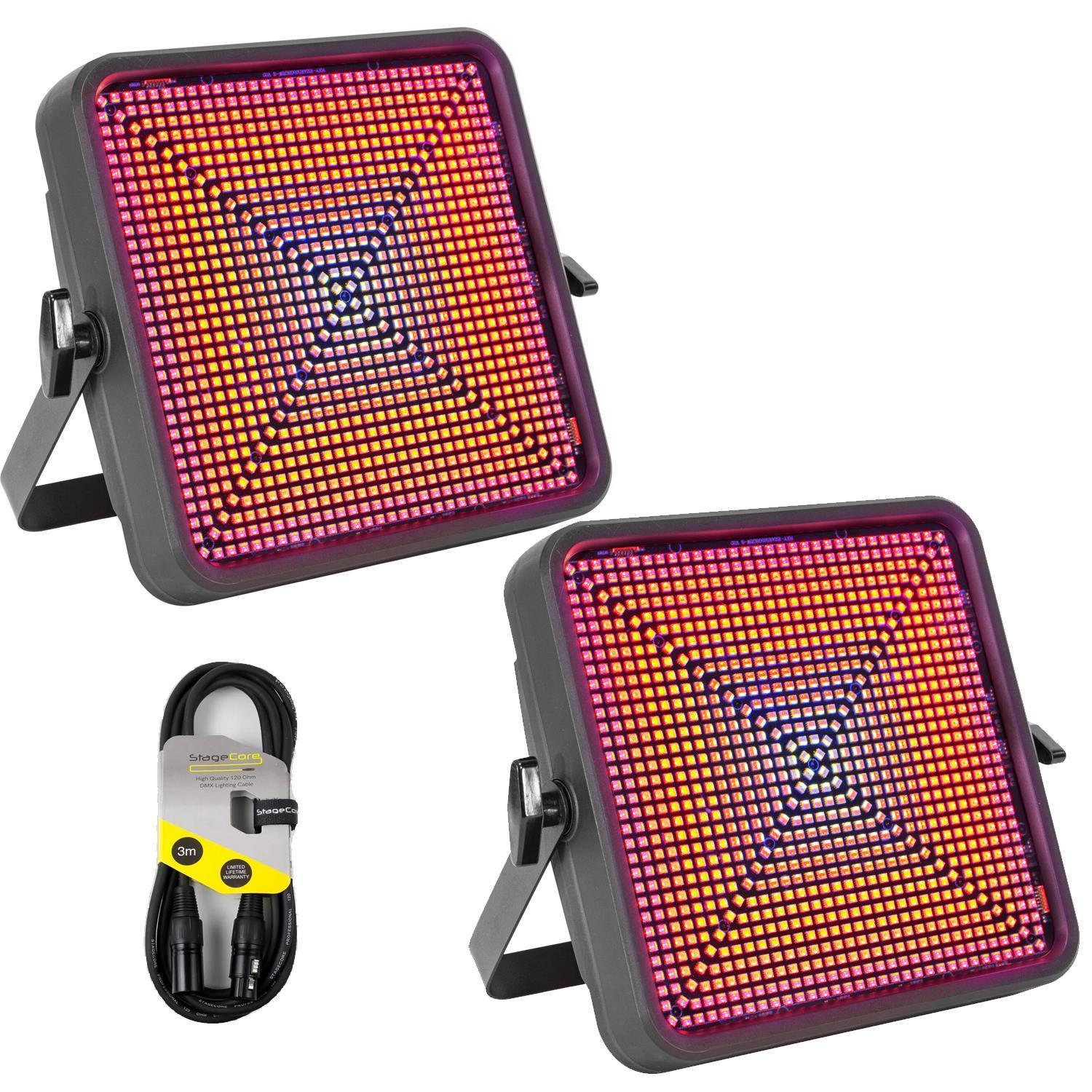 2 X AFX HYPNOTIC RGBW DMX Strobe Panel With DMX Cable - DY Pro Audio