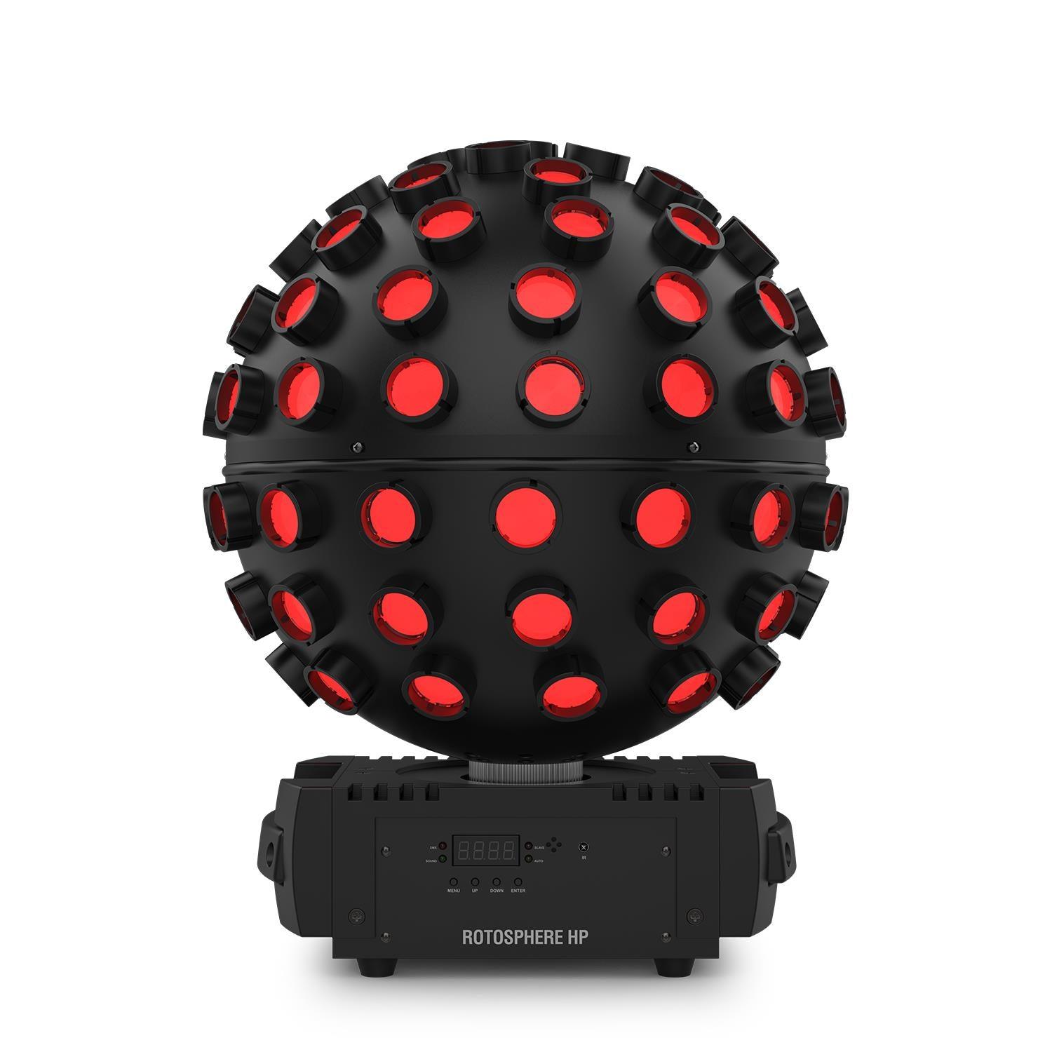 2 x Chauvet DJ Rotosphere HP Quad Colour Sphere Mirror Ball with DMX Cable and Carry Bags - DY Pro Audio