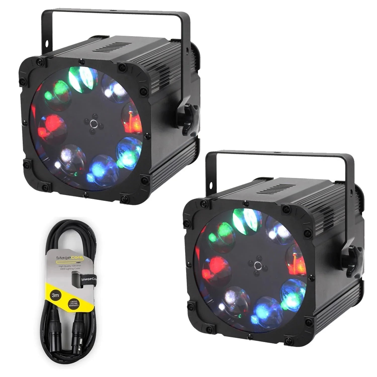2 x Equinox Crossfire XP Effect Light with DMX Cable - DY Pro Audio