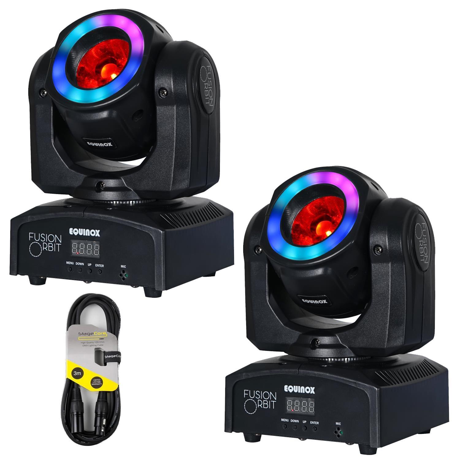 2 x Equinox Fusion Orbit Moving Head with DMX Cable - DY Pro Audio