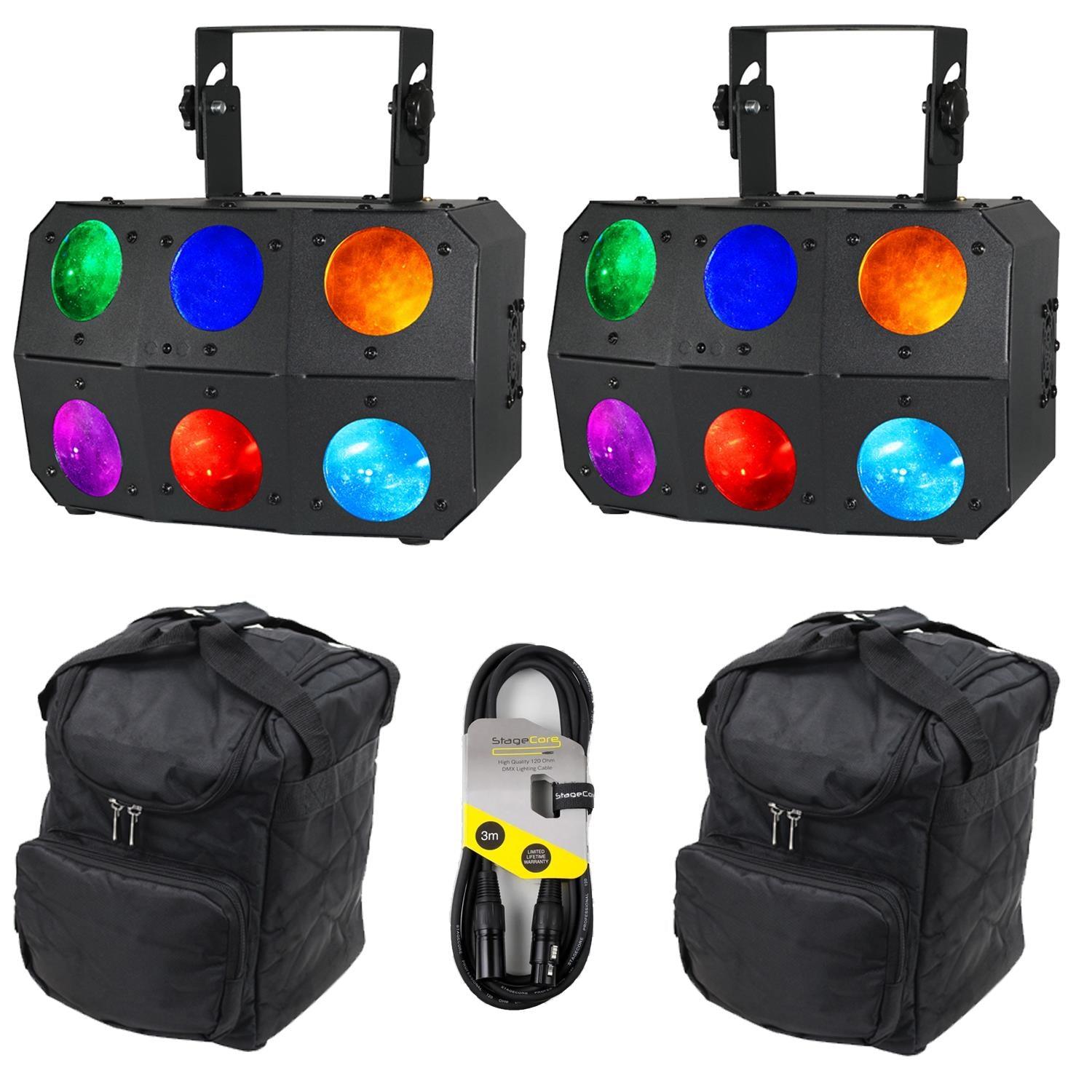 2 x Equinox Super Boogie Effect Light with Carry Bag and DMX Cable - DY Pro Audio