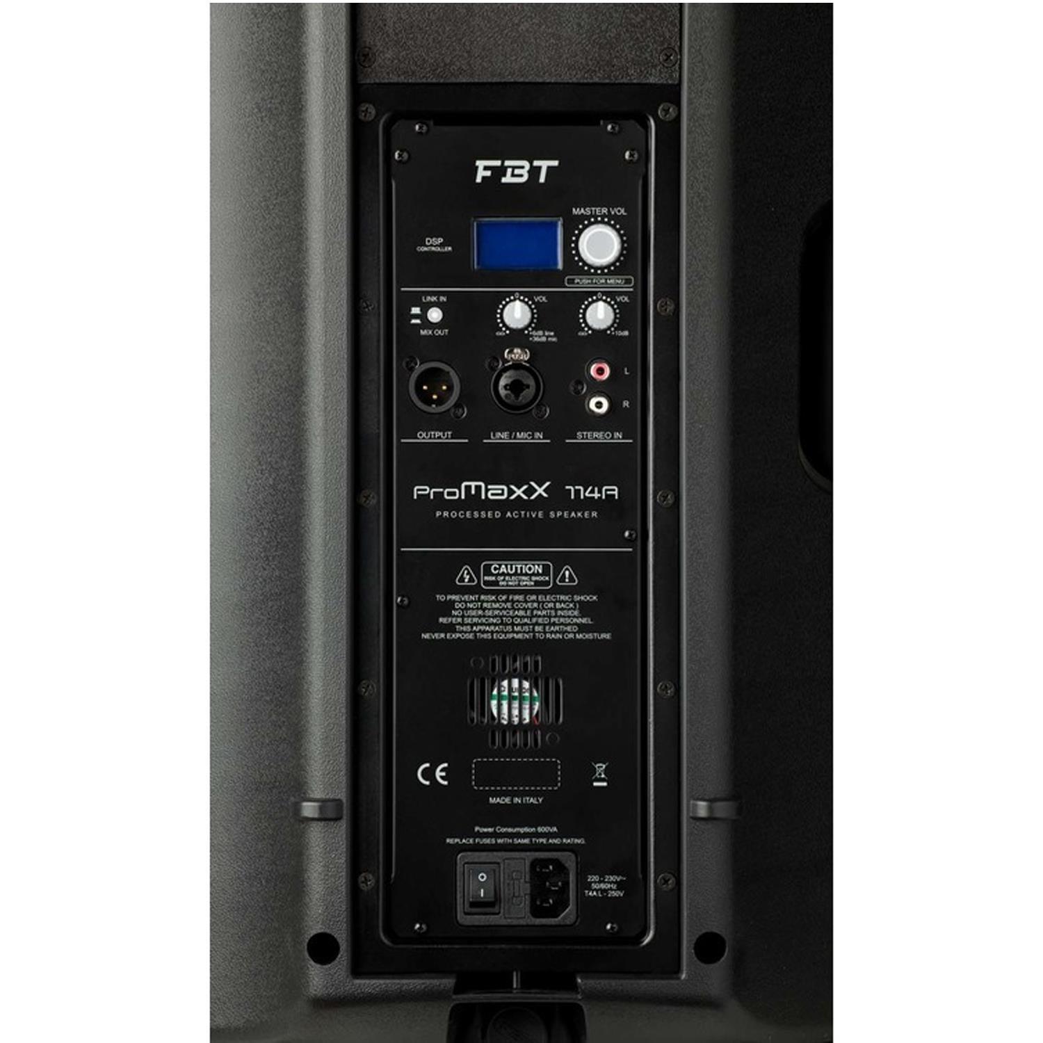 2 x FBT ProMaxX 110a Active Speakers with Stands and Cables - DY Pro Audio