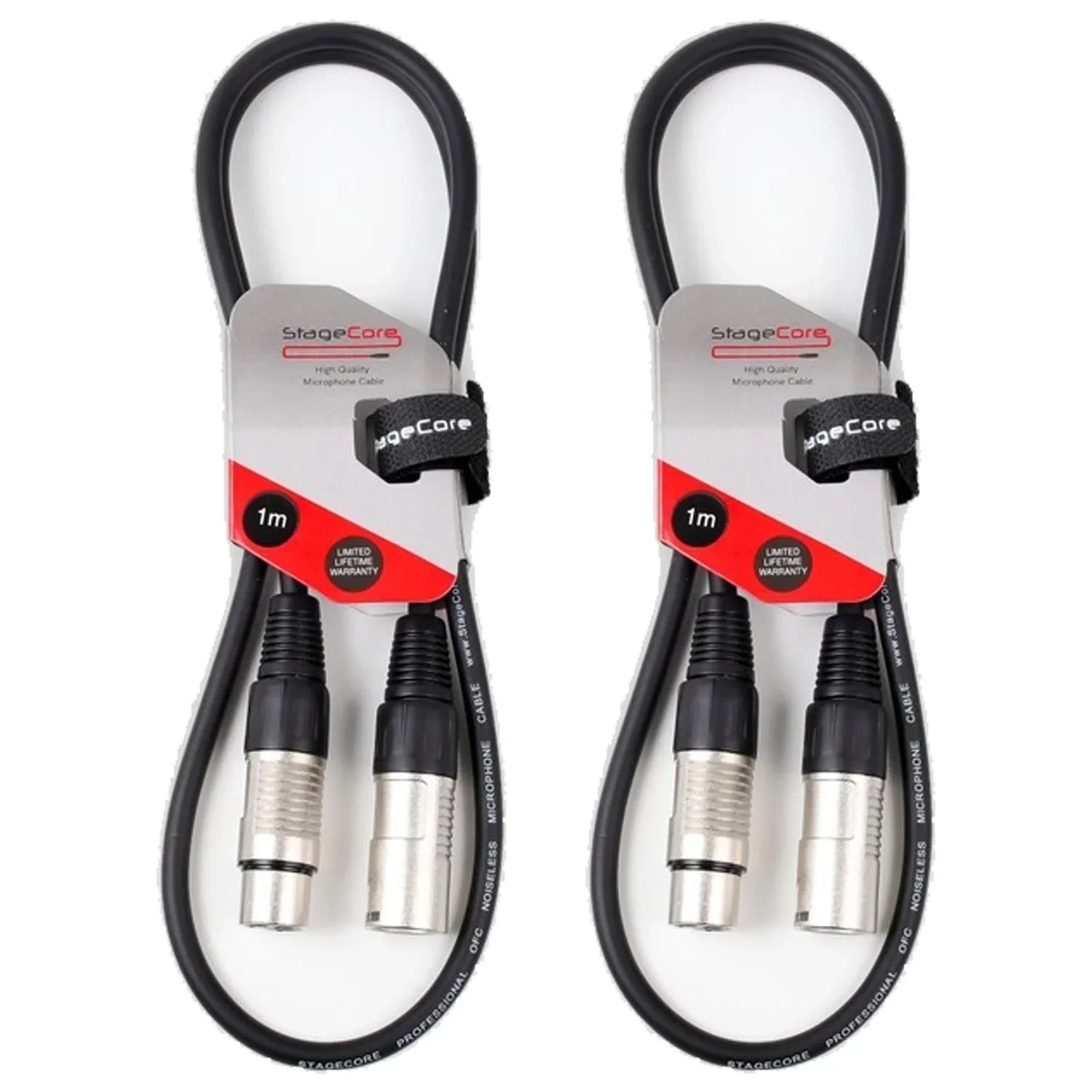 2 x Stagecore CORE 350 1m XLR Microphone Cable - DY Pro Audio