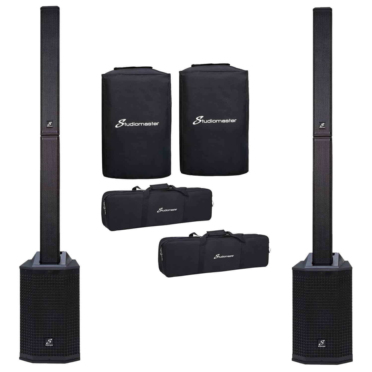 2 x Studiomaster Direct 101MX 10" Active Compact Array System with Carry Bags - DY Pro Audio