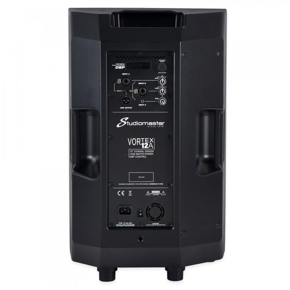 2 x Studiomaster Vortex 12A 12" Active Speaker with Stands & Cables - DY Pro Audio