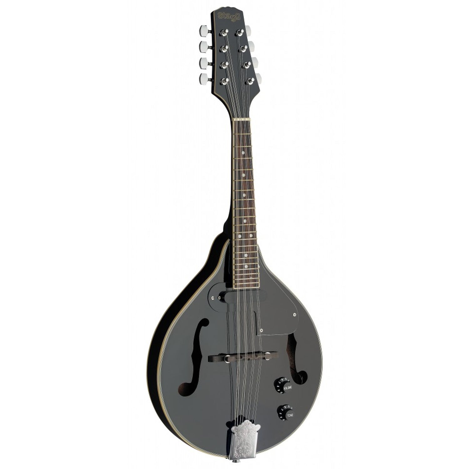 Stagg M50 E BLK Black acoustic-electric bluegrass mandolin with nato top
