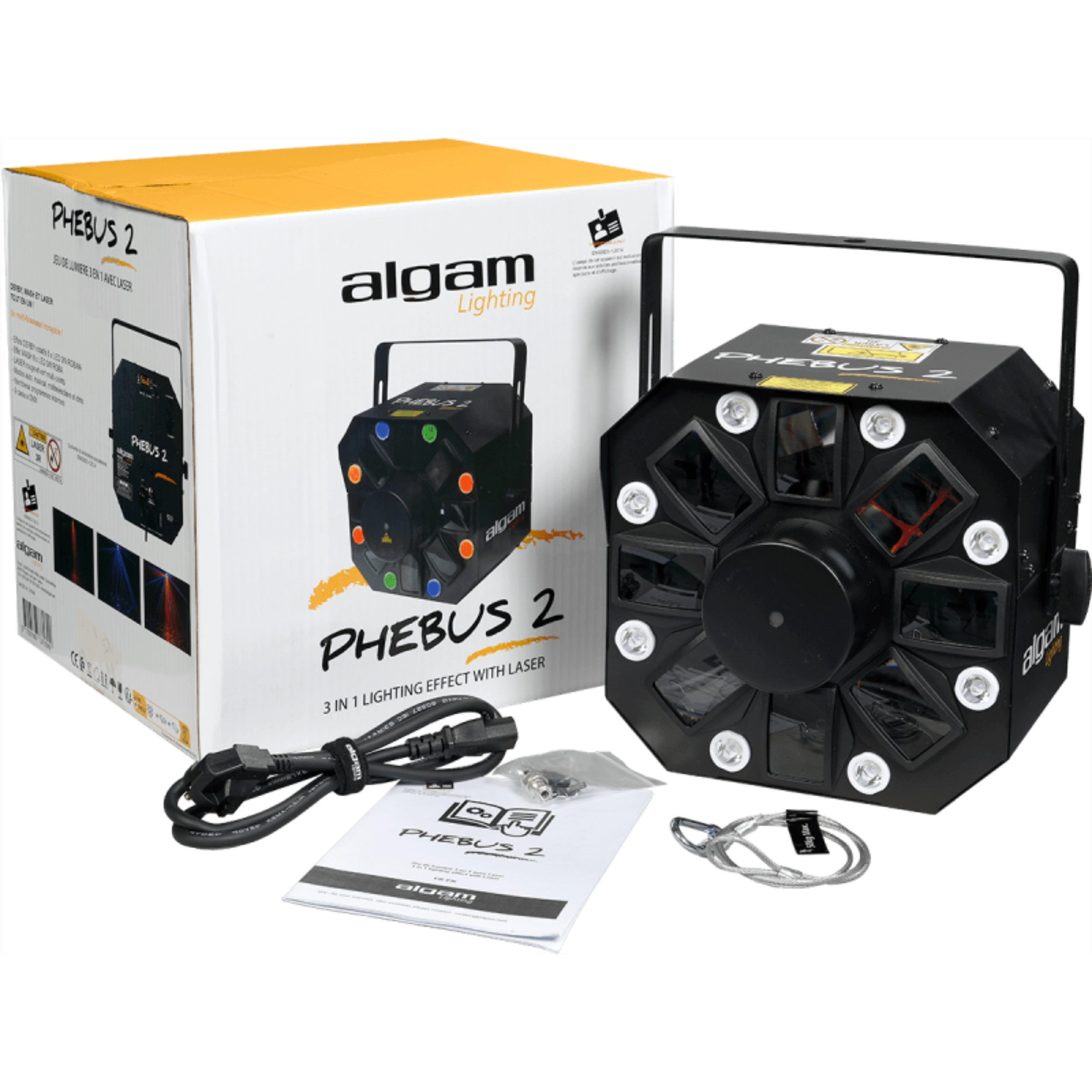 Algam Lighting PHEBUS2 3-in-1 Combo LED Light Effect Derby, Strobe or Wash, Laser