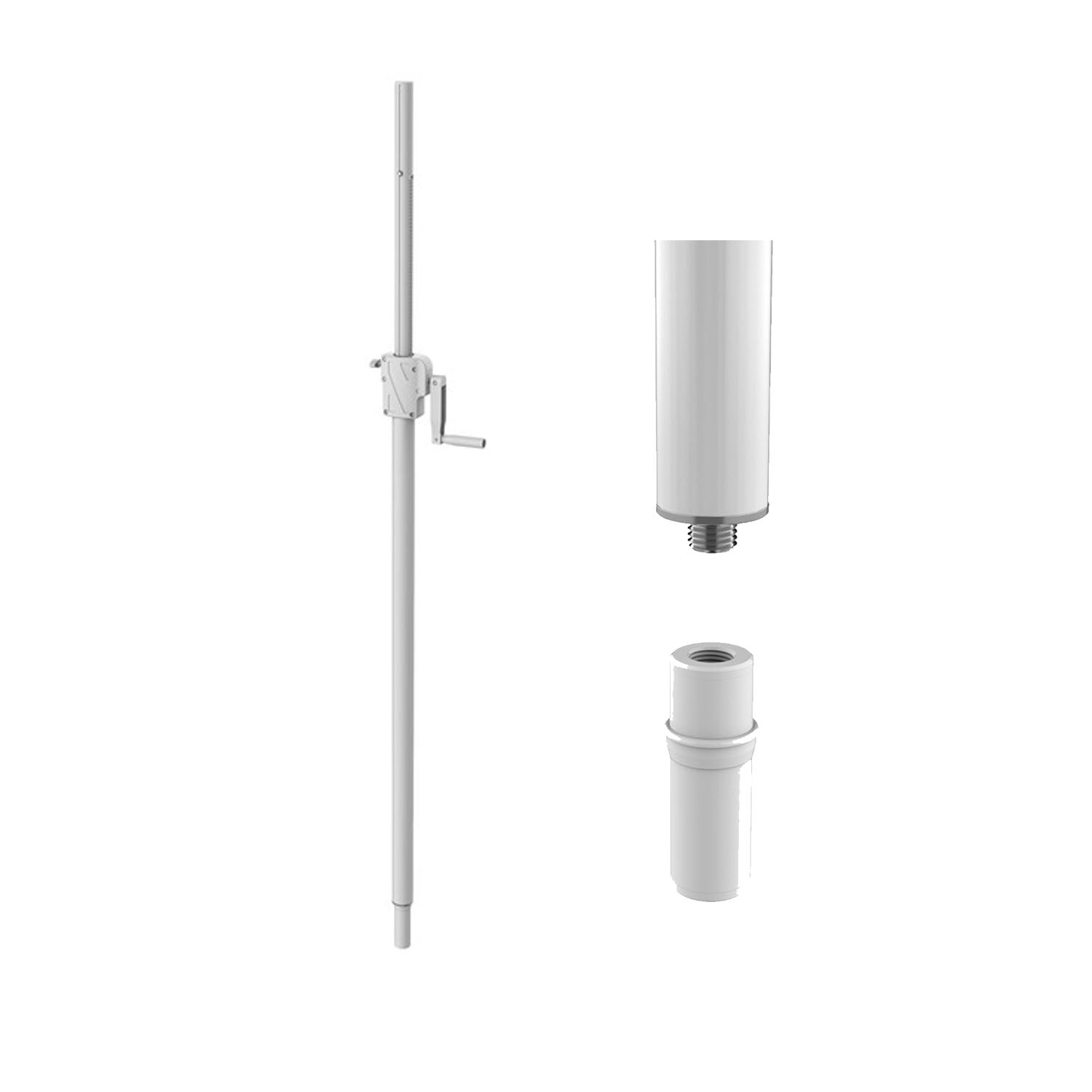 Ultimax White UTX 218 speaker winch pole, 35mm fitting with M20 thread, durable adjustable pole for secure speaker mounting