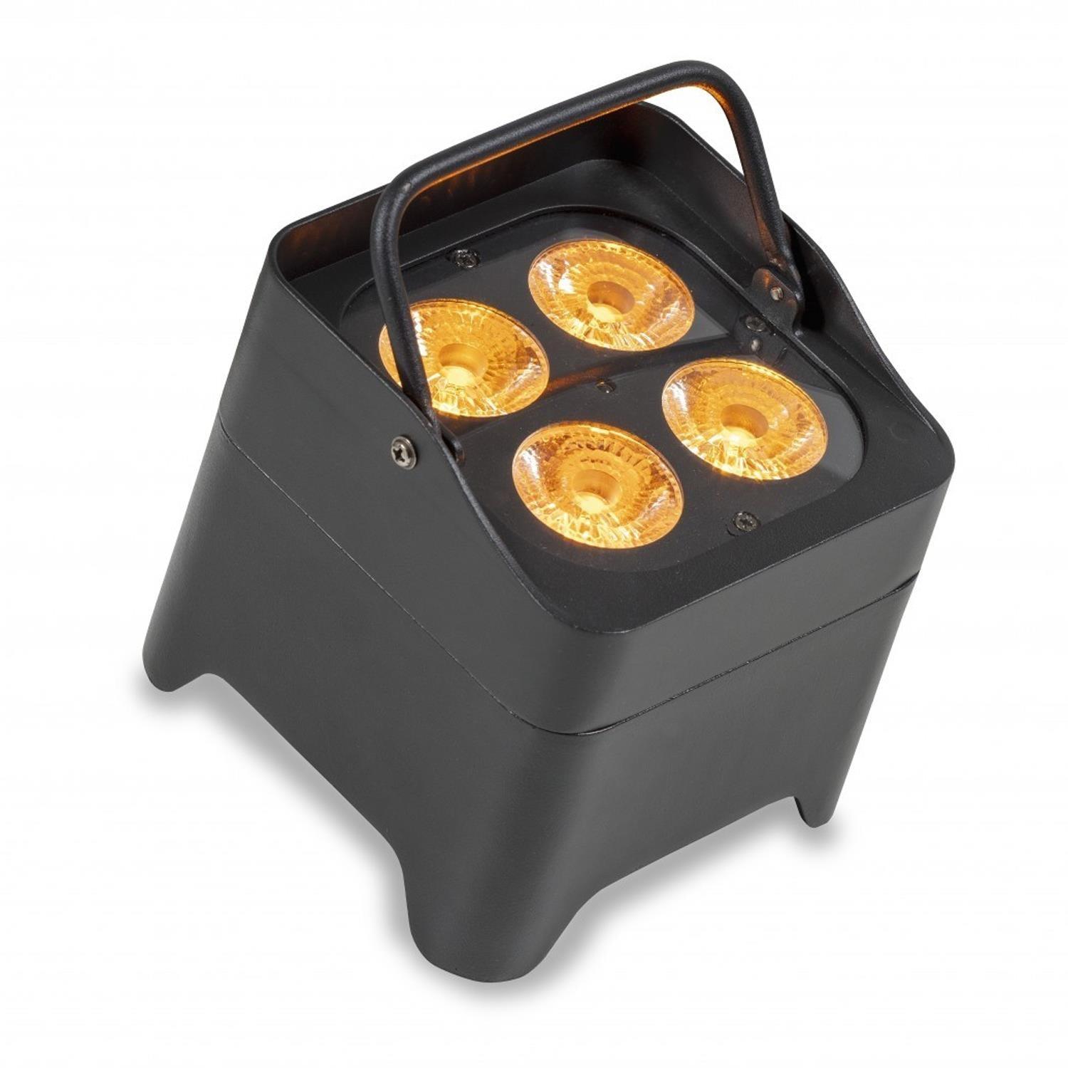 4 x Centolight Q-AIR Mini 4x12w RGBAUV Mini Battery Par Can Uplighter with Carry Bag - DY Pro Audio