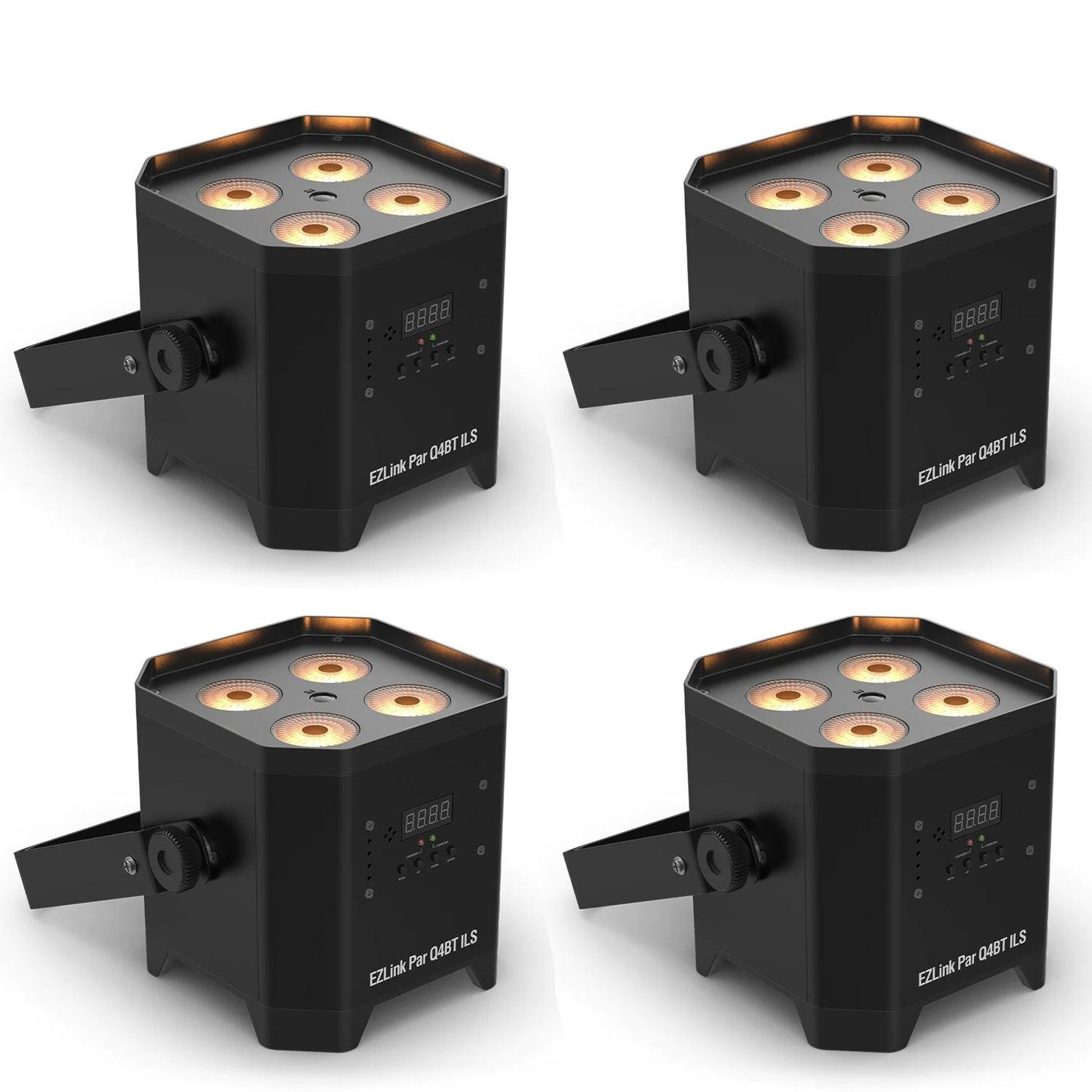 4 x Chauvet DJ EZLink Par Q4 BT ILS 4x6w RGBA Battery LED Par Can - DY Pro Audio