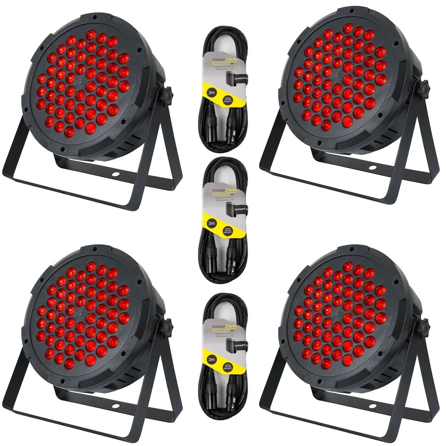 4 x Equinox Power Par 54 Par Cans with DMX Cable - DY Pro Audio