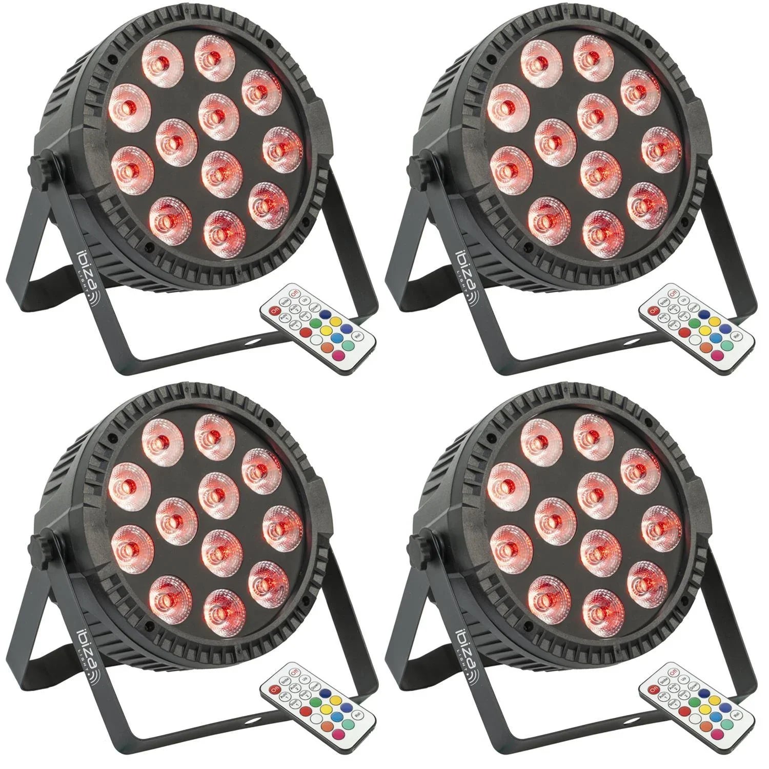 4 x Ibiza THINPAR-12X6-RGBW 12 x 6w RGBW LED Par Can - DY Pro Audio