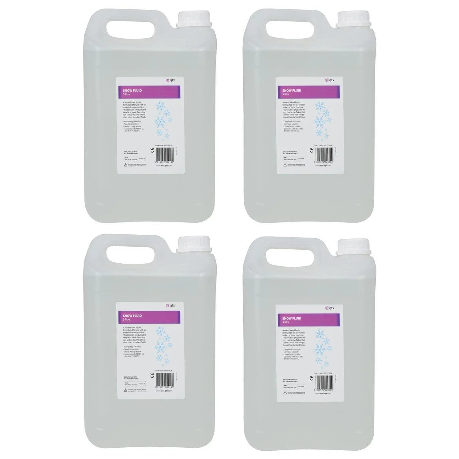4 x QTX 5 Litres Snow Fluid - DY Pro Audio