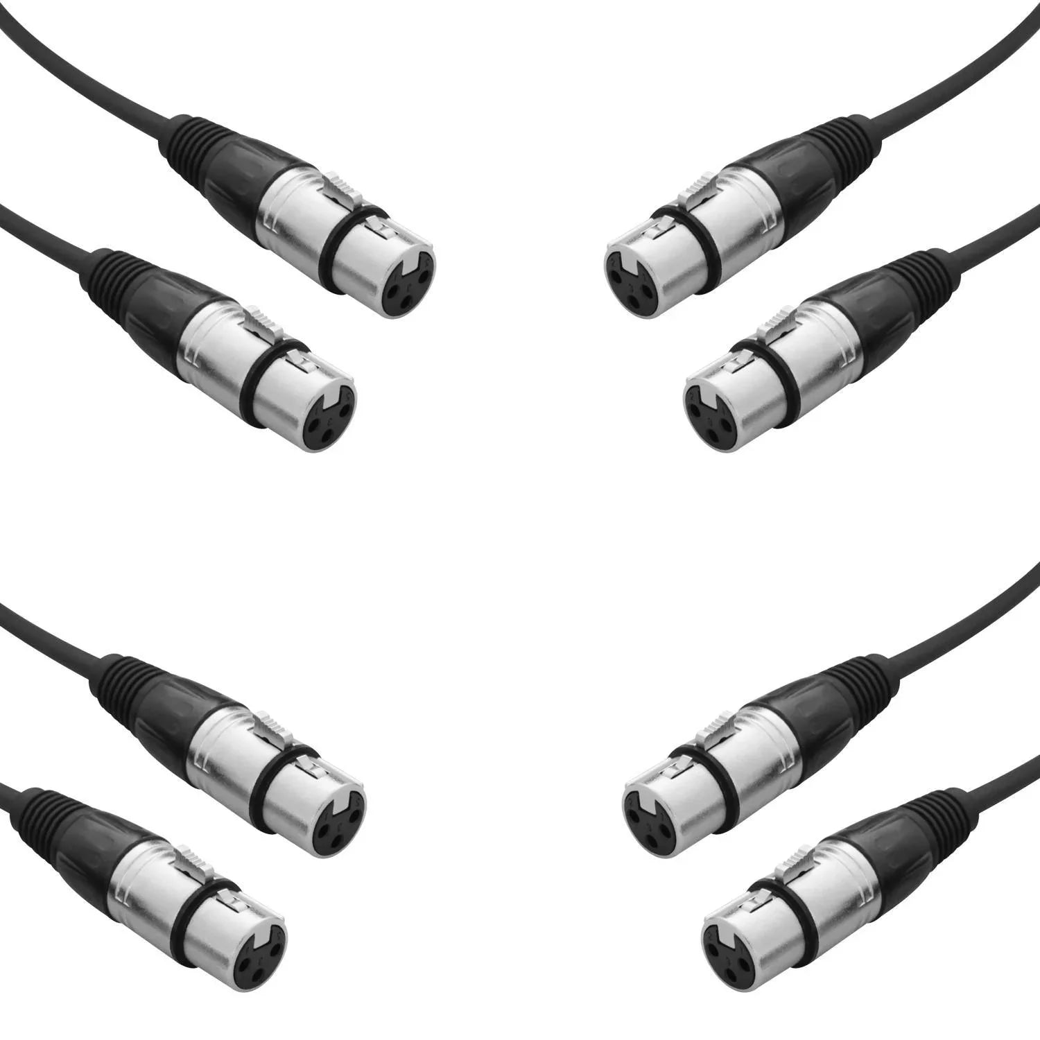 4 x W Audio 0.25M XLR Female to Female Gender Changer Adaptor Lead Cable - DY Pro Audio