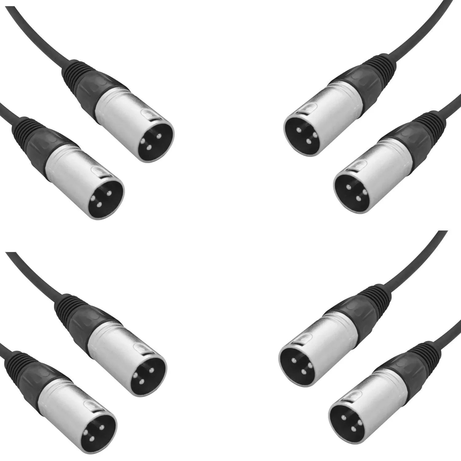4 x W Audio 0.25M XLR Male to Male Gender Changer Adaptor Lead Cable - DY Pro Audio