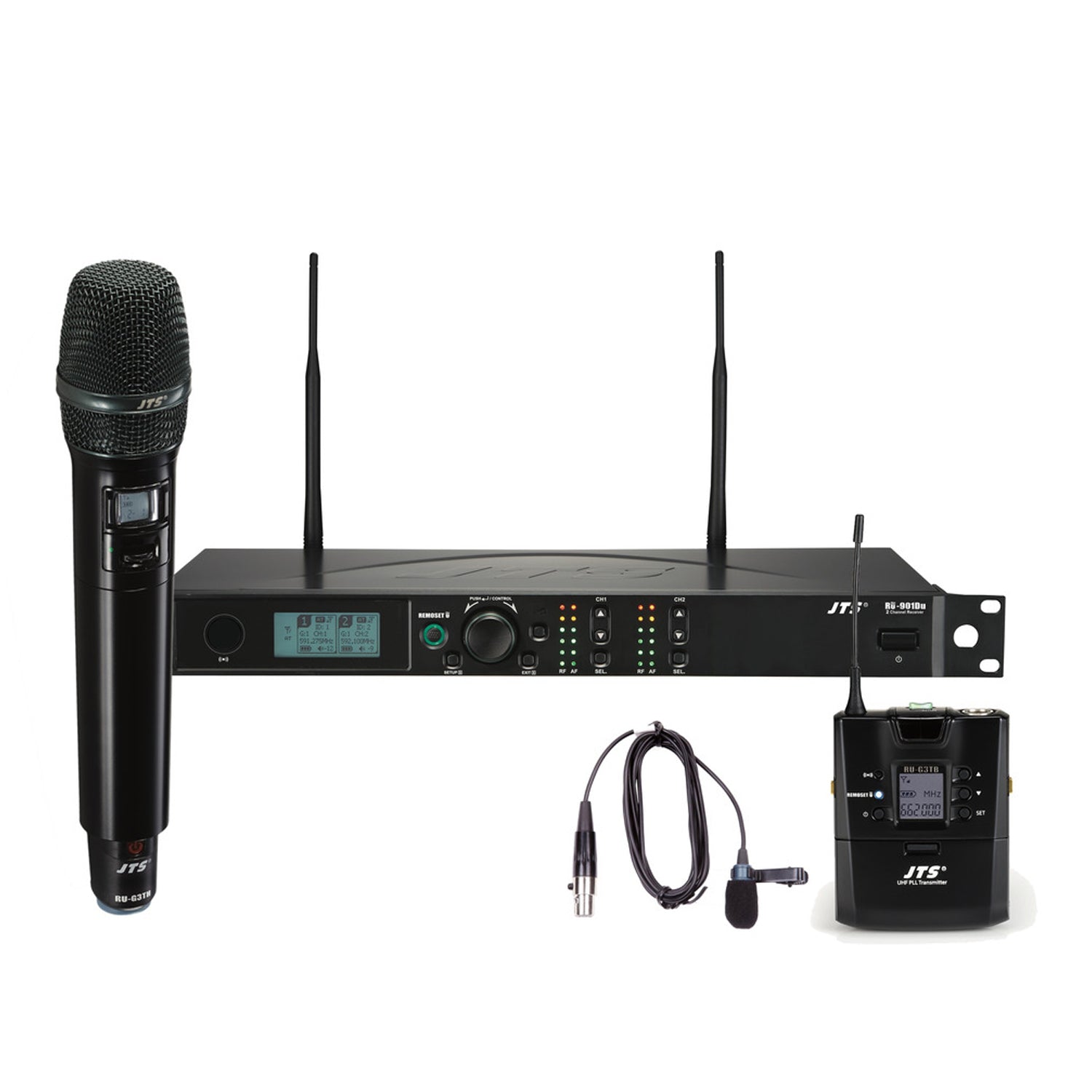 JTS RU-901G3DU + 1 x RU-G3TH + 1 x RU-G3TB Dual True Diversity UHF Handheld & Bodypack Combo Wireless System