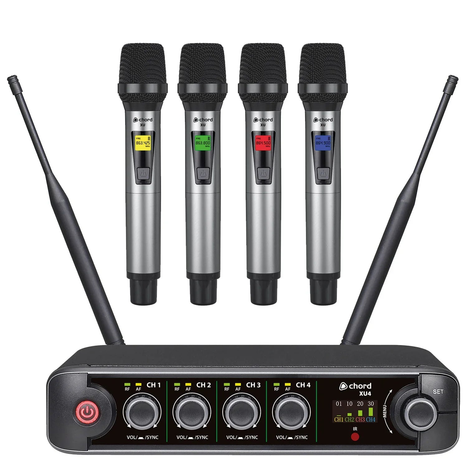 Chord XU4 Quad Handheld UHF Wireless Microphone System