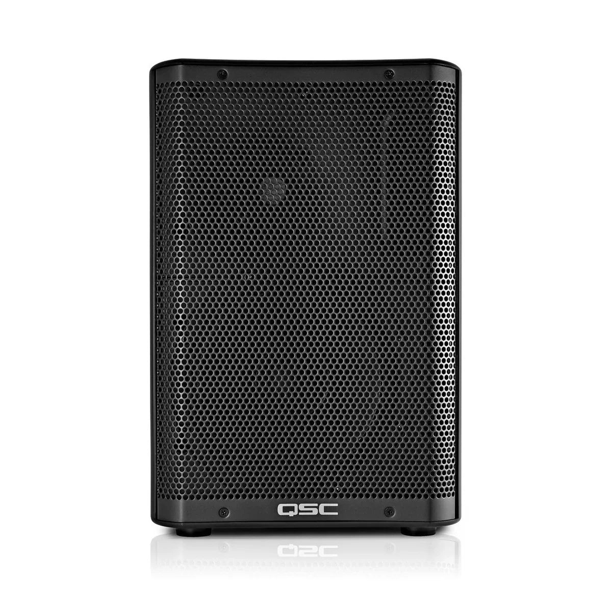 2 x QSC CP12 12'' Active PA Speaker with Speaker Stands