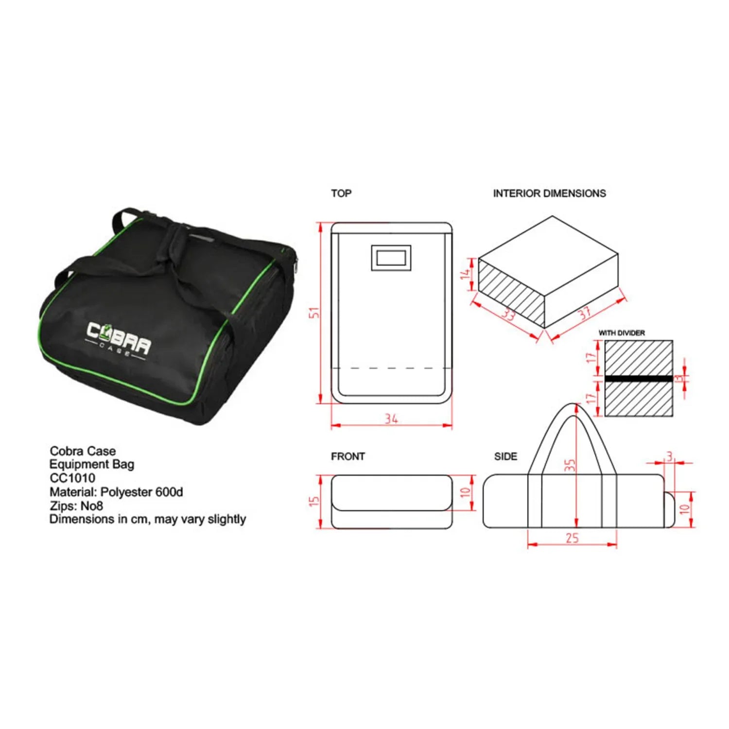 Cobra CC1010 Padded Equipment Bag 330 x 386 x 150mm