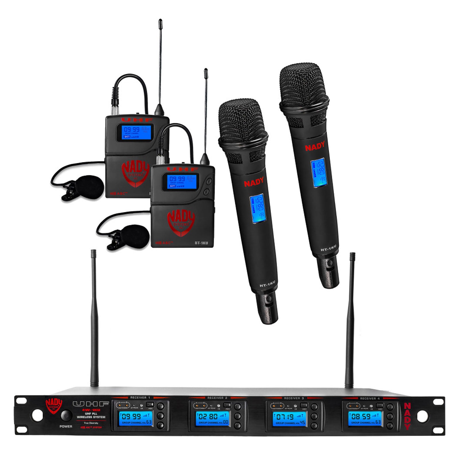 Nady 4W-1KU HTLT-EU1 Quad True Diversity 1000-Channel Professional UHF Wireless System