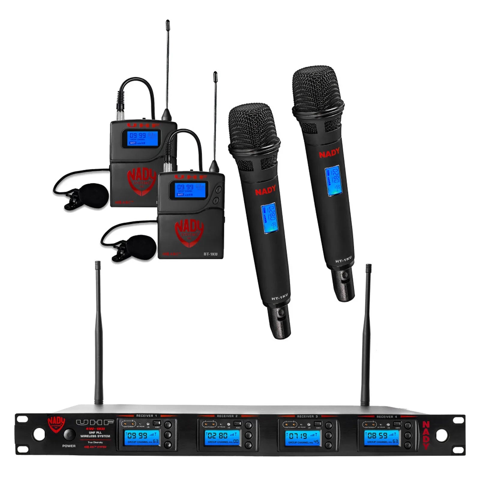 Nady 4W-1KU HTLT-EU1 Quad True Diversity 1000-Channel Professional UHF Wireless System