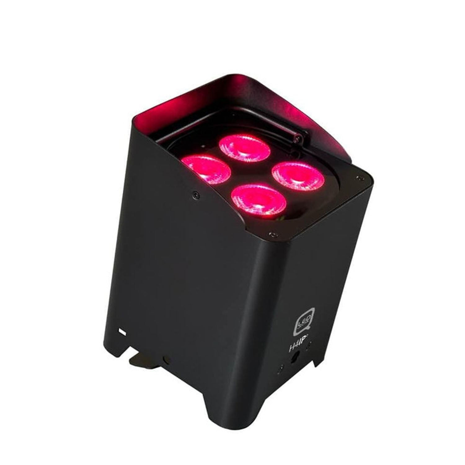 Portable Q-LED Lighting Flux Q4IP+ with IP-rated design, 12W RGBW LEDs, and wireless DMX control for indoor and outdoor use