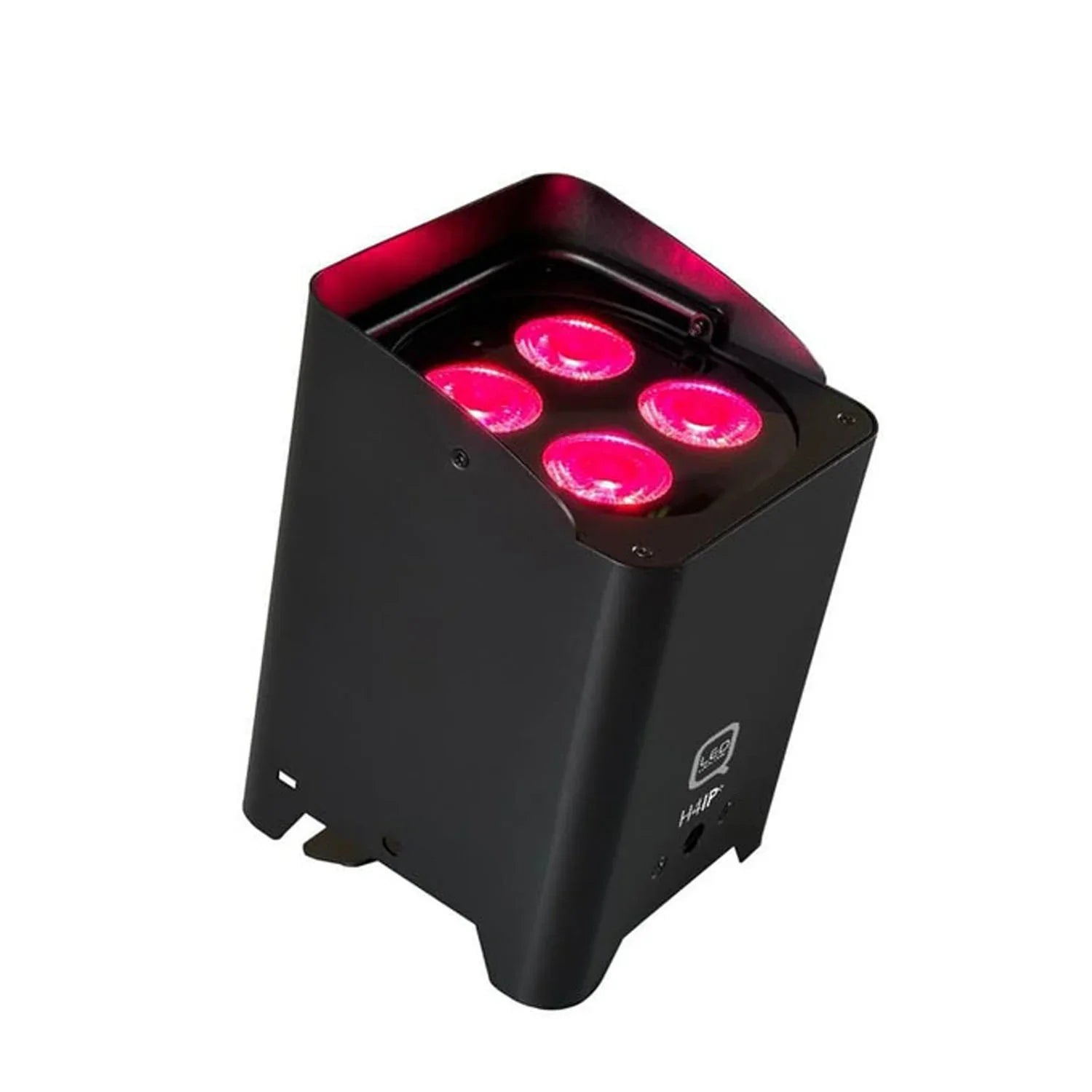 Portable Q-LED Lighting Flux Q4IP+ with IP-rated design, 12W RGBW LEDs, and wireless DMX control for indoor and outdoor use