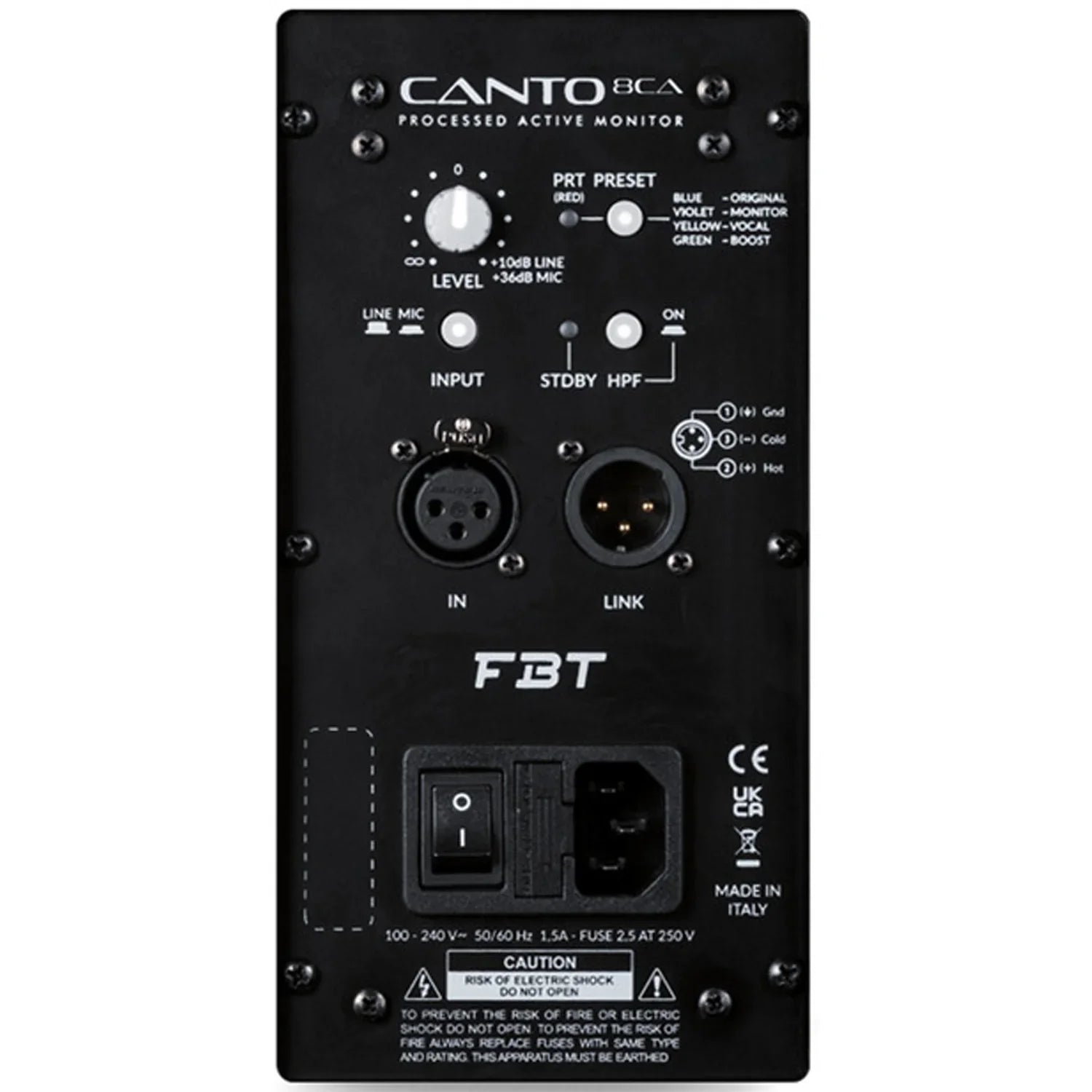 FBT Canto 8CA 8" Black 600w 2-Way Coaxial Active Speaker