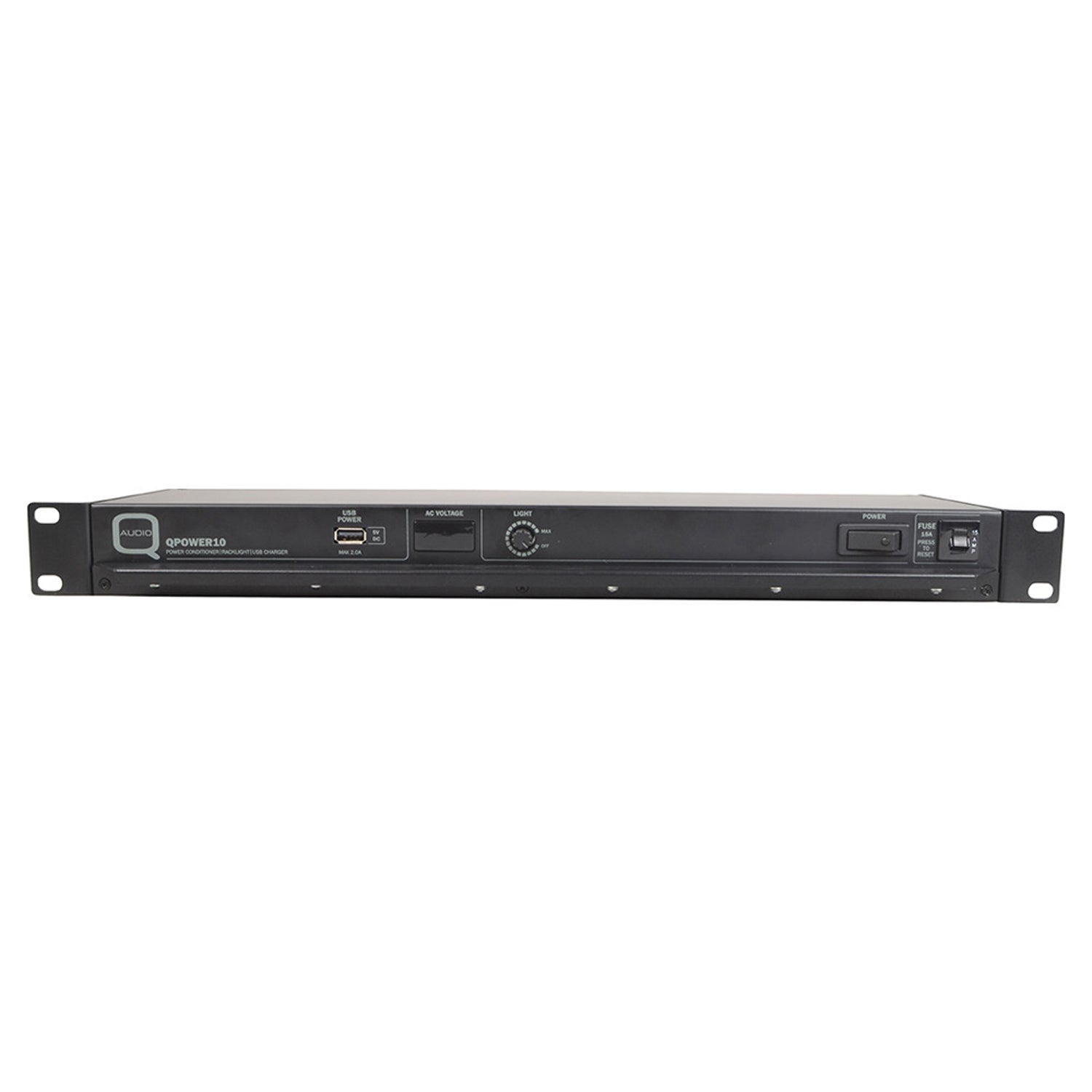 Q-Audio QPOWER10 Power Conditioner with Racklight and USB Charger (10x IEC)