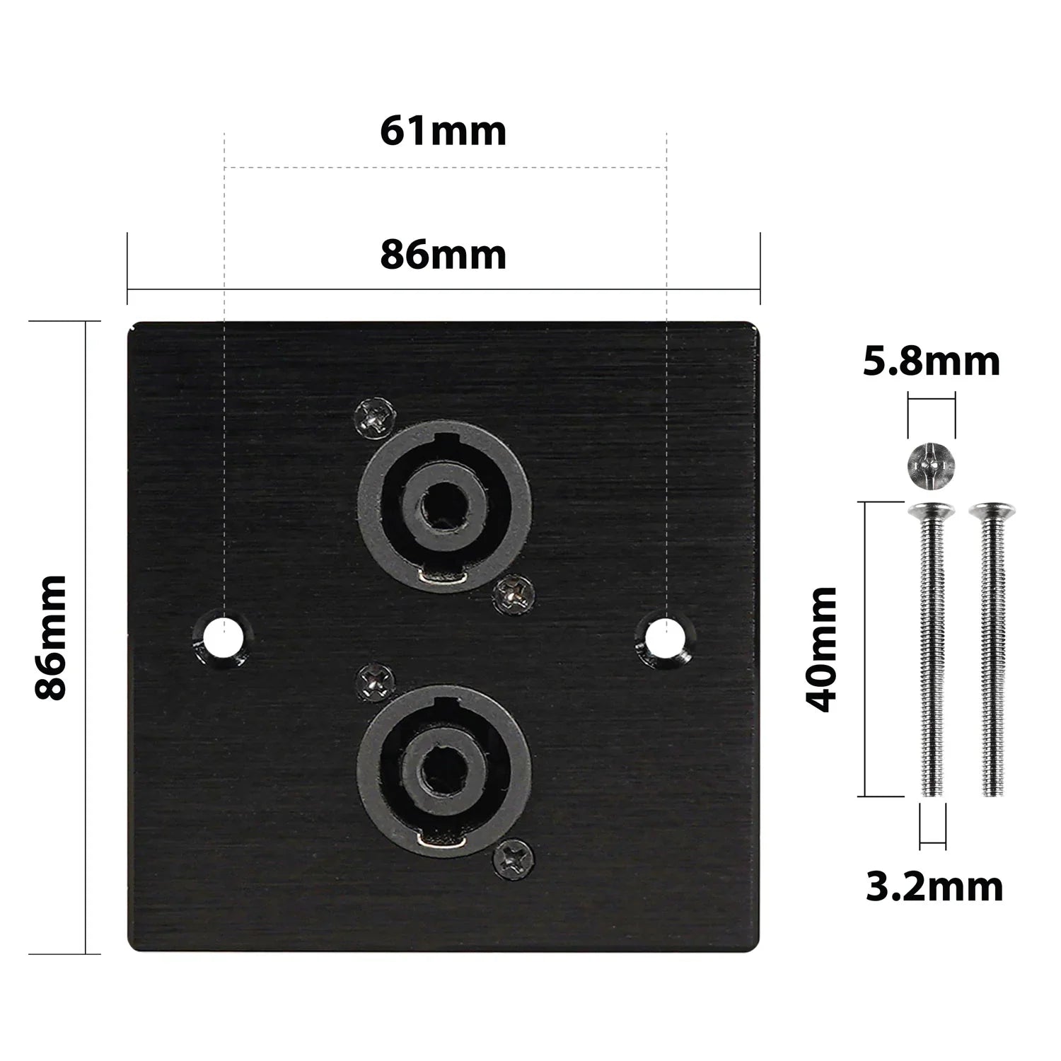 Eagle 2 x Four Pole Speaker Socket Wall Plate Metal