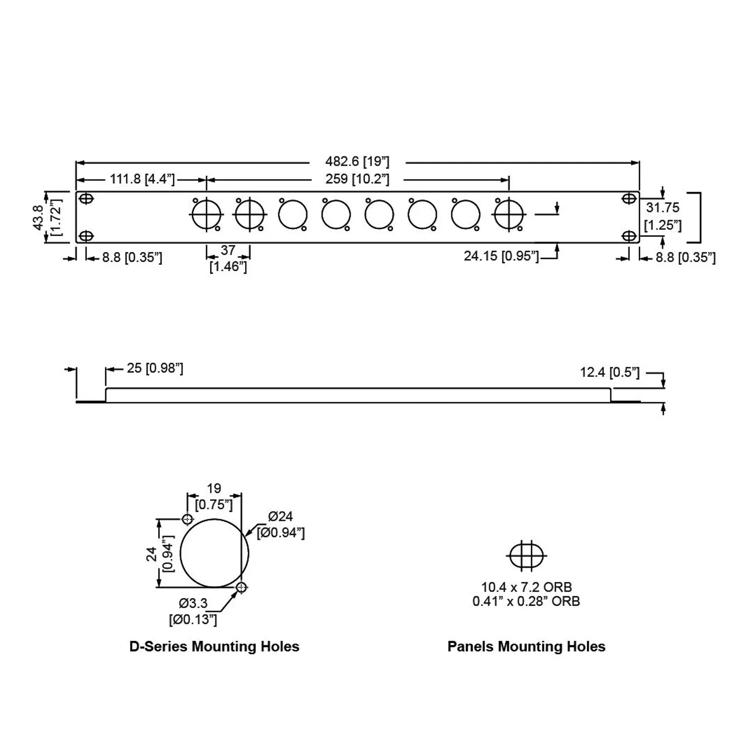 Penn Elcom 1U Eight-Way Rack Panel with XLR, Speaker and Power Links with 1m Tails
