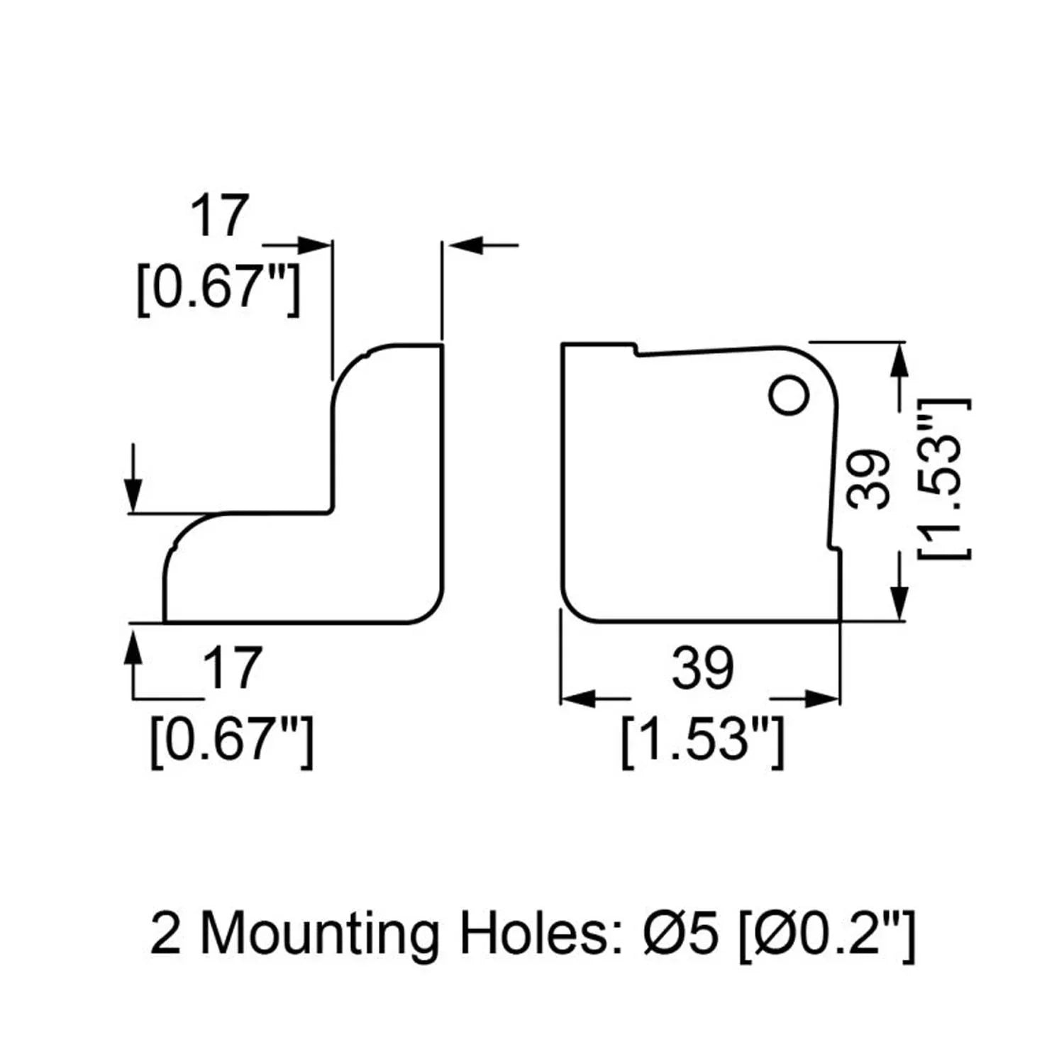 8 x Penn Elcom Black Metal Cabinet Corner 2 Led 5mm Radius - DY Pro Audio