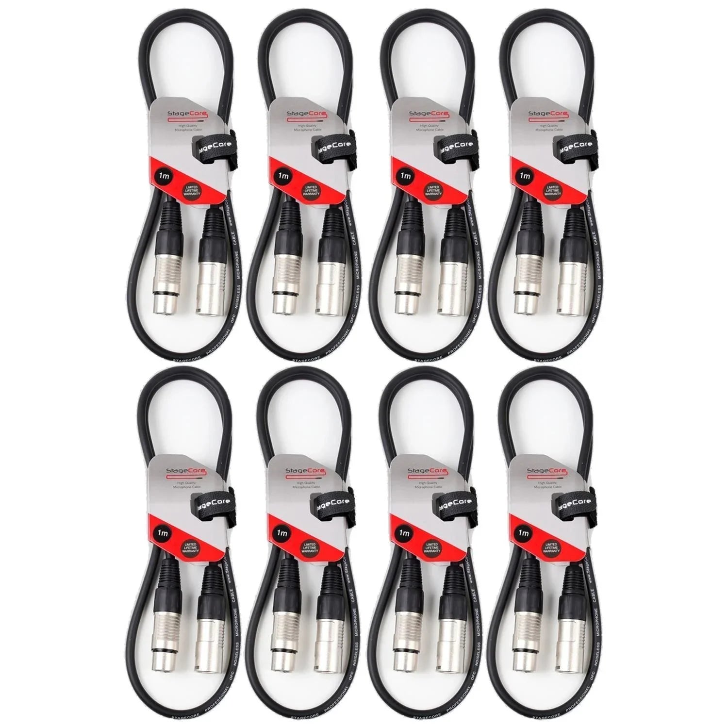 8 x Stagecore CORE 350 1m Microphone XLR Cable - DY Pro Audio