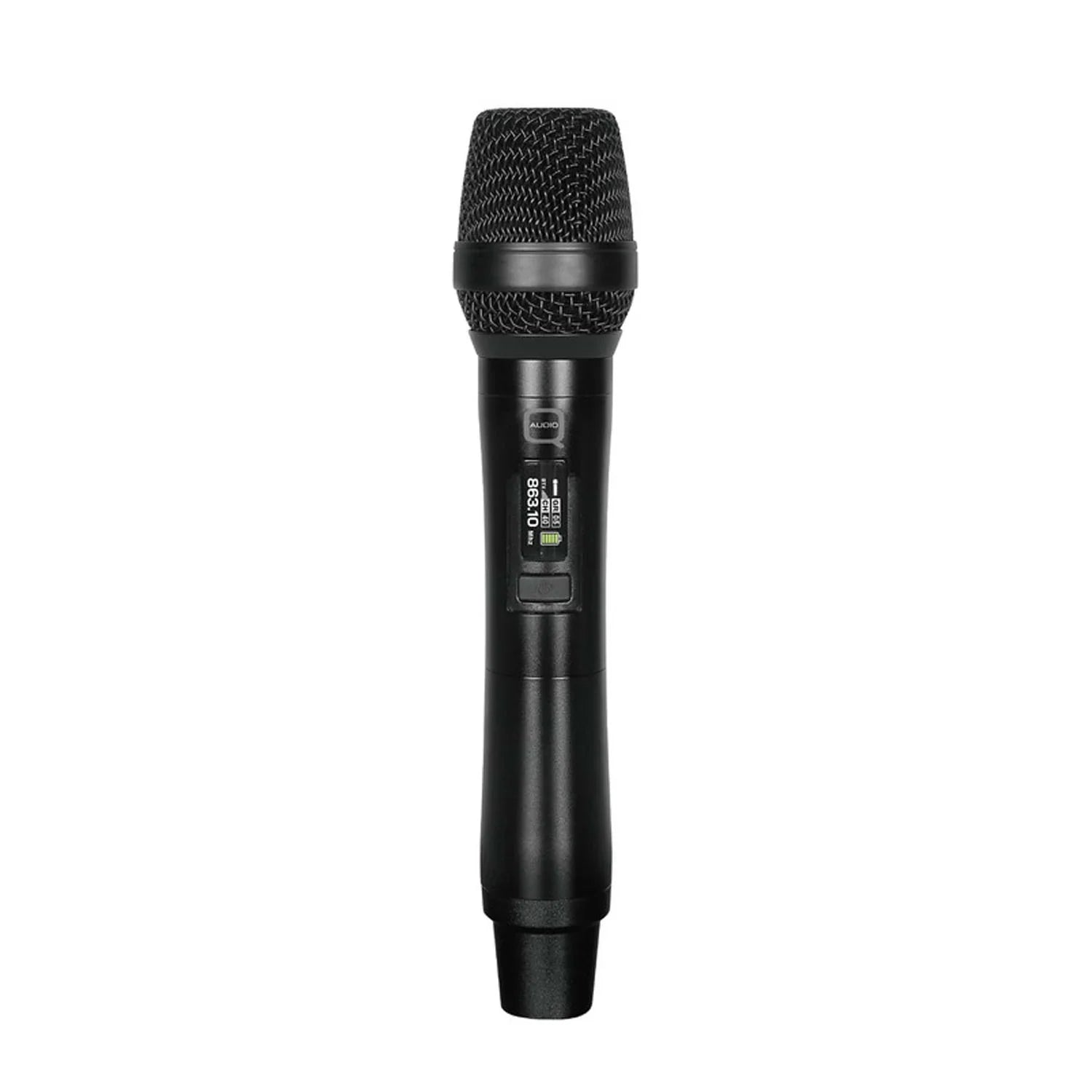 Performer using Q-Audio QWM1960 V3 HH handheld wireless microphone on stage