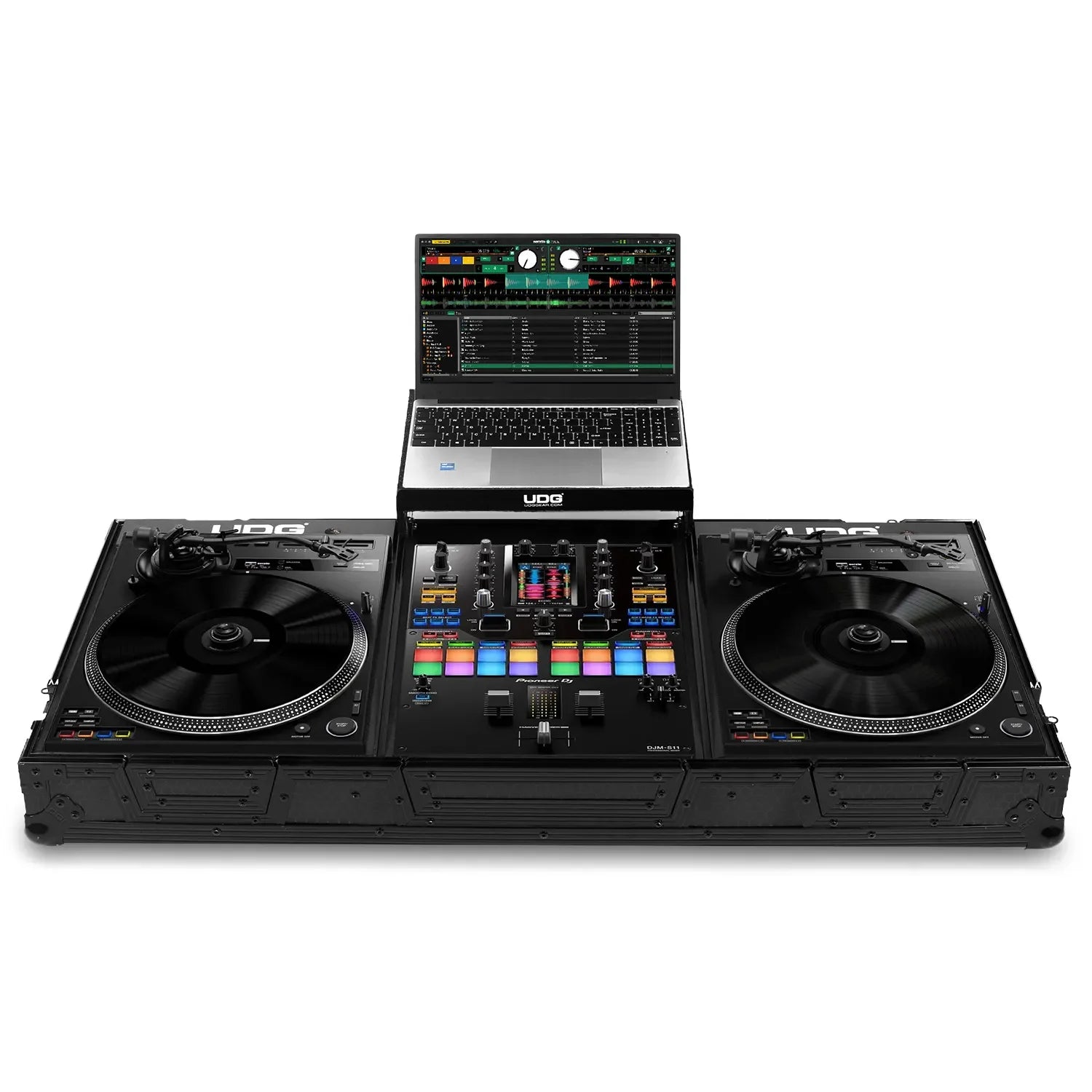 UDG FlightCase Set Pioneer PLX-CRSS12 & 10"/12" Mixer Blk Plus (Laptop & Wheels)