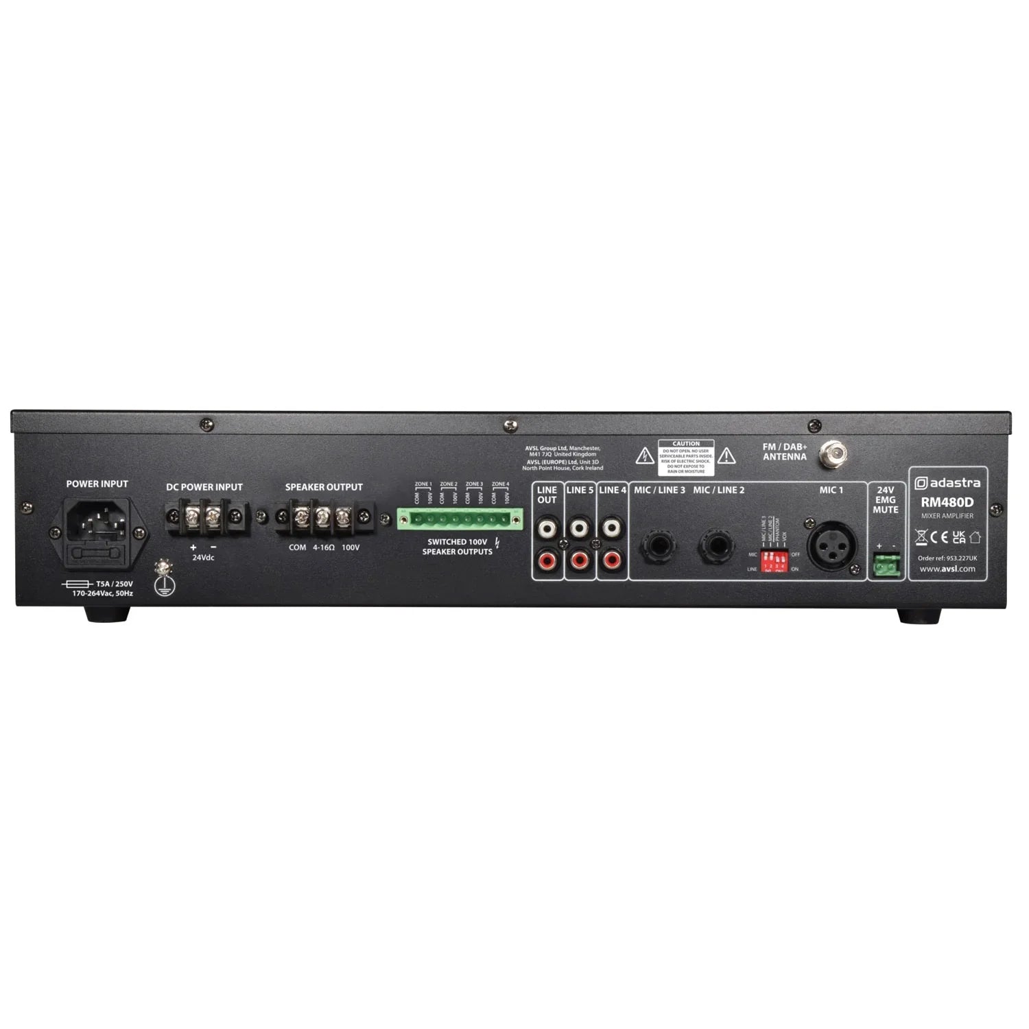 Adastra RM480D Mixer-amp 100V BT/DAB+ Amplifer