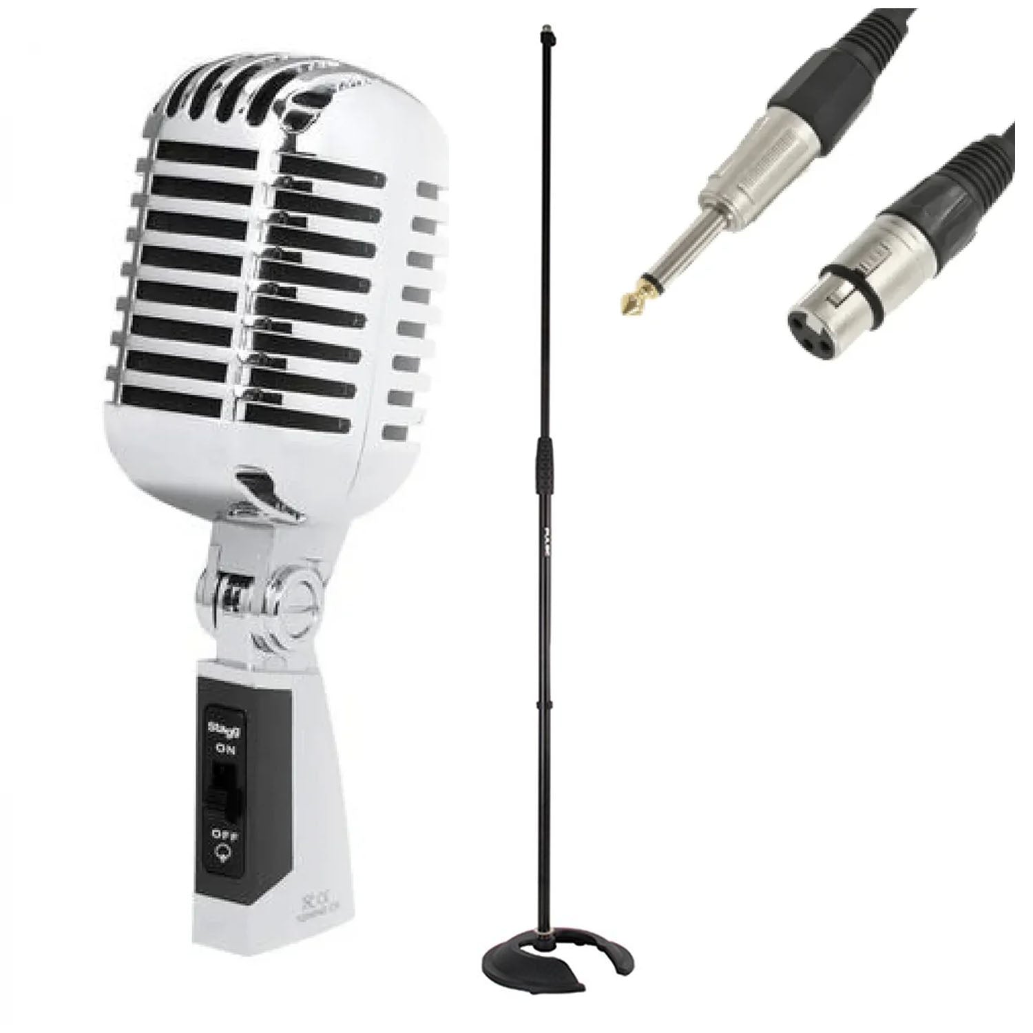 Stagg SDMP40CR retro vintage 50’s-style cardioid dynamic microphone with black stan